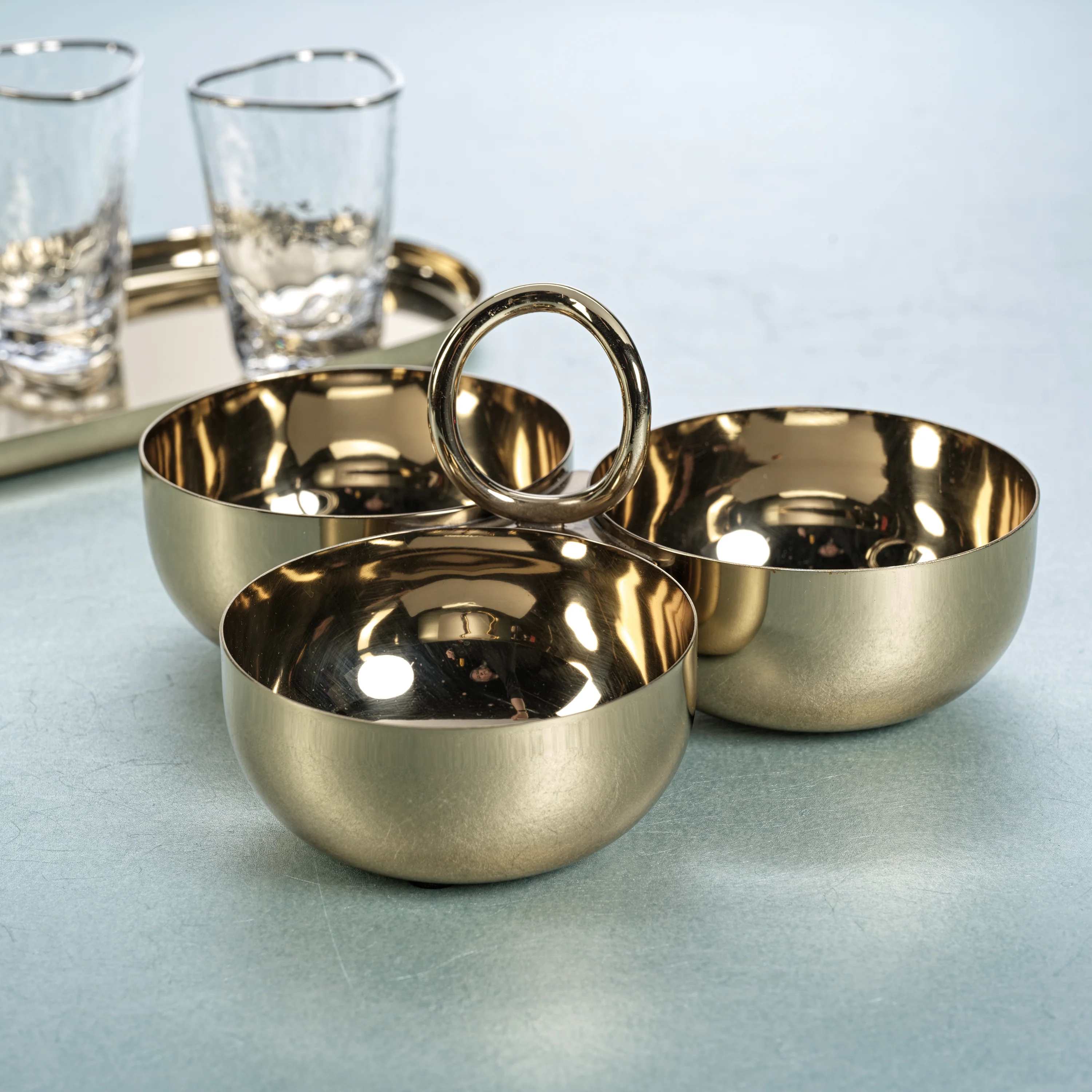 Aperitifs Cocktail Condiment Bowl Set- Polished Gold - Image 2
