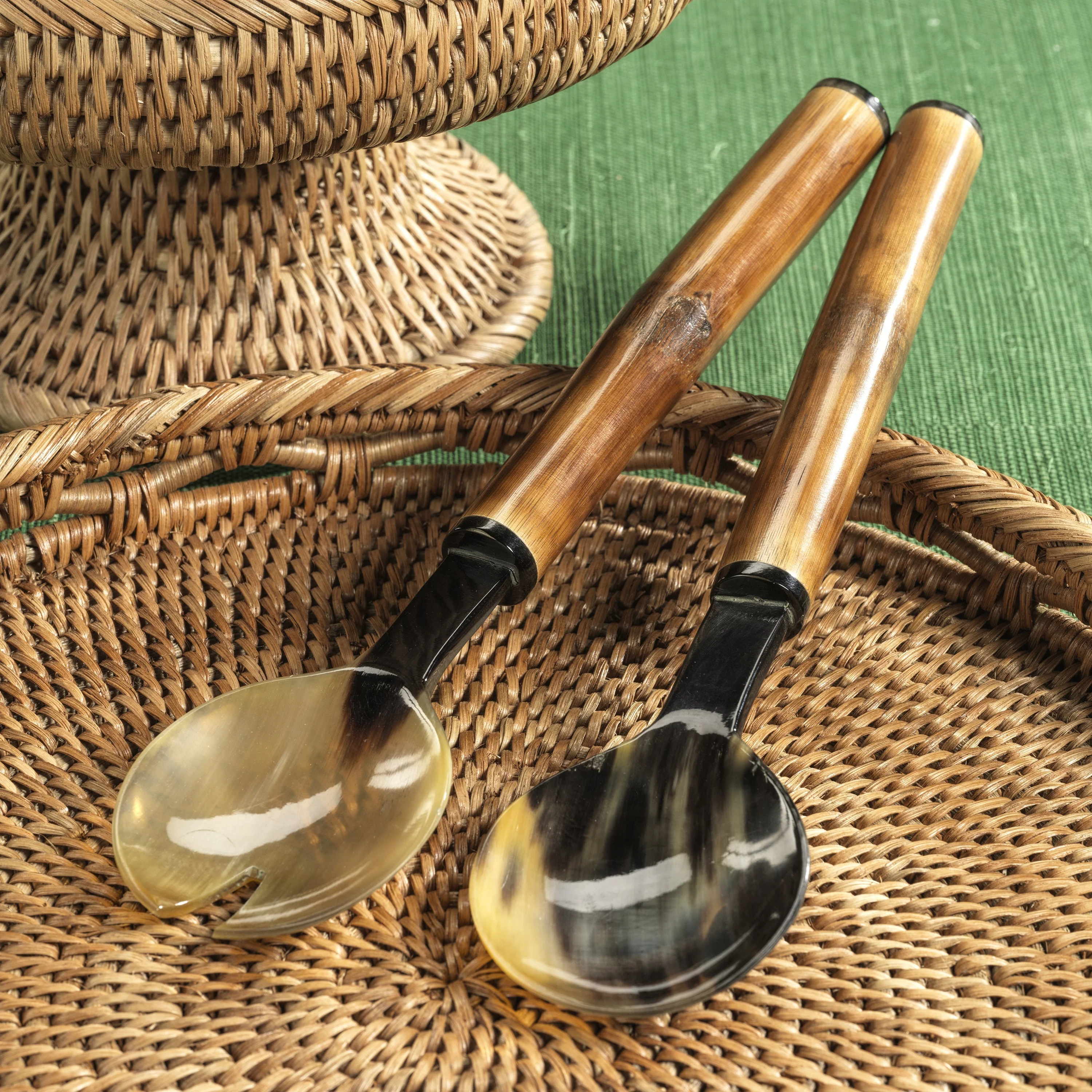 Bamboo and Horn Server Set - 12 in - Image 4
