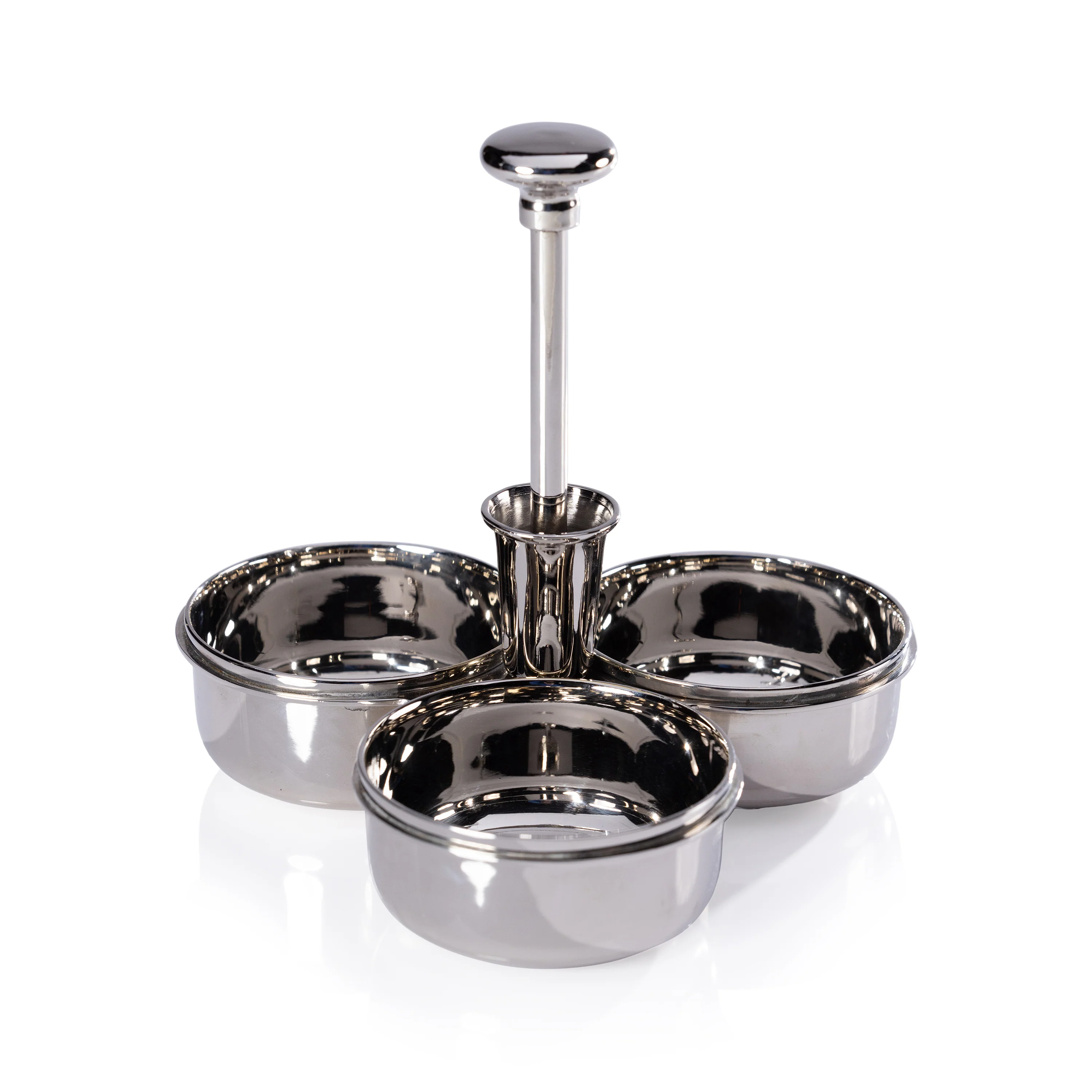 Basso Condiment Trio w/ Cocktail Pick Holder- Polished Nickel