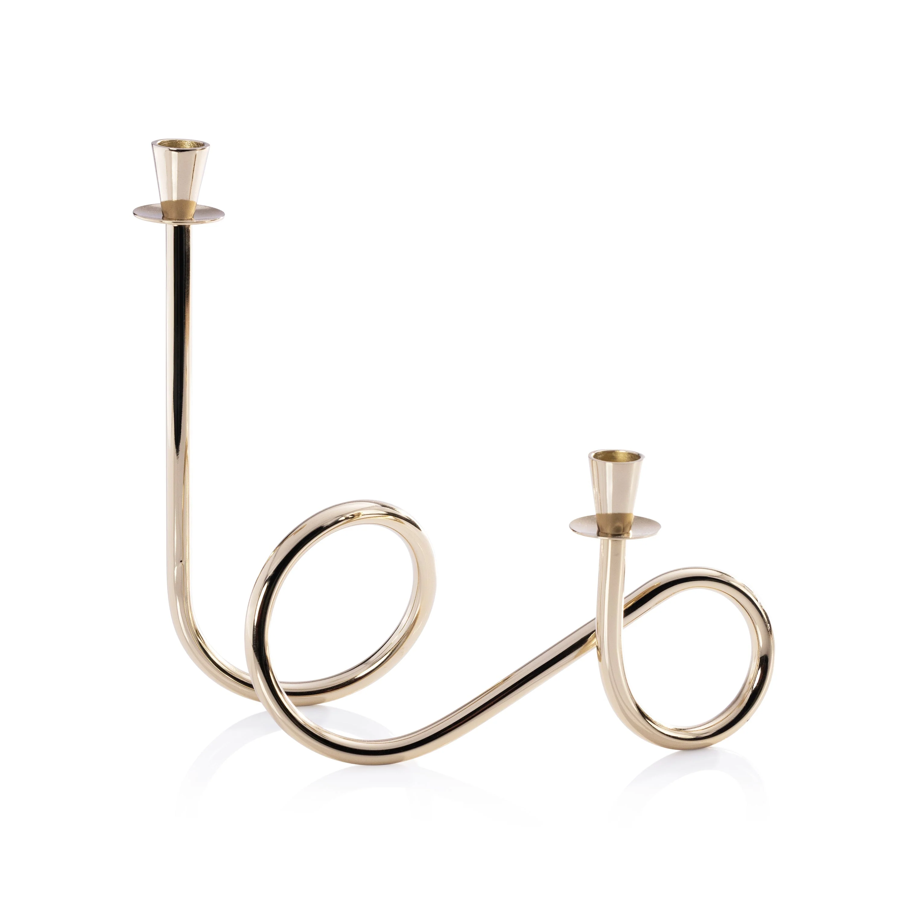 Breda 2-Tier Brass Candle Holder - Polished Gold
