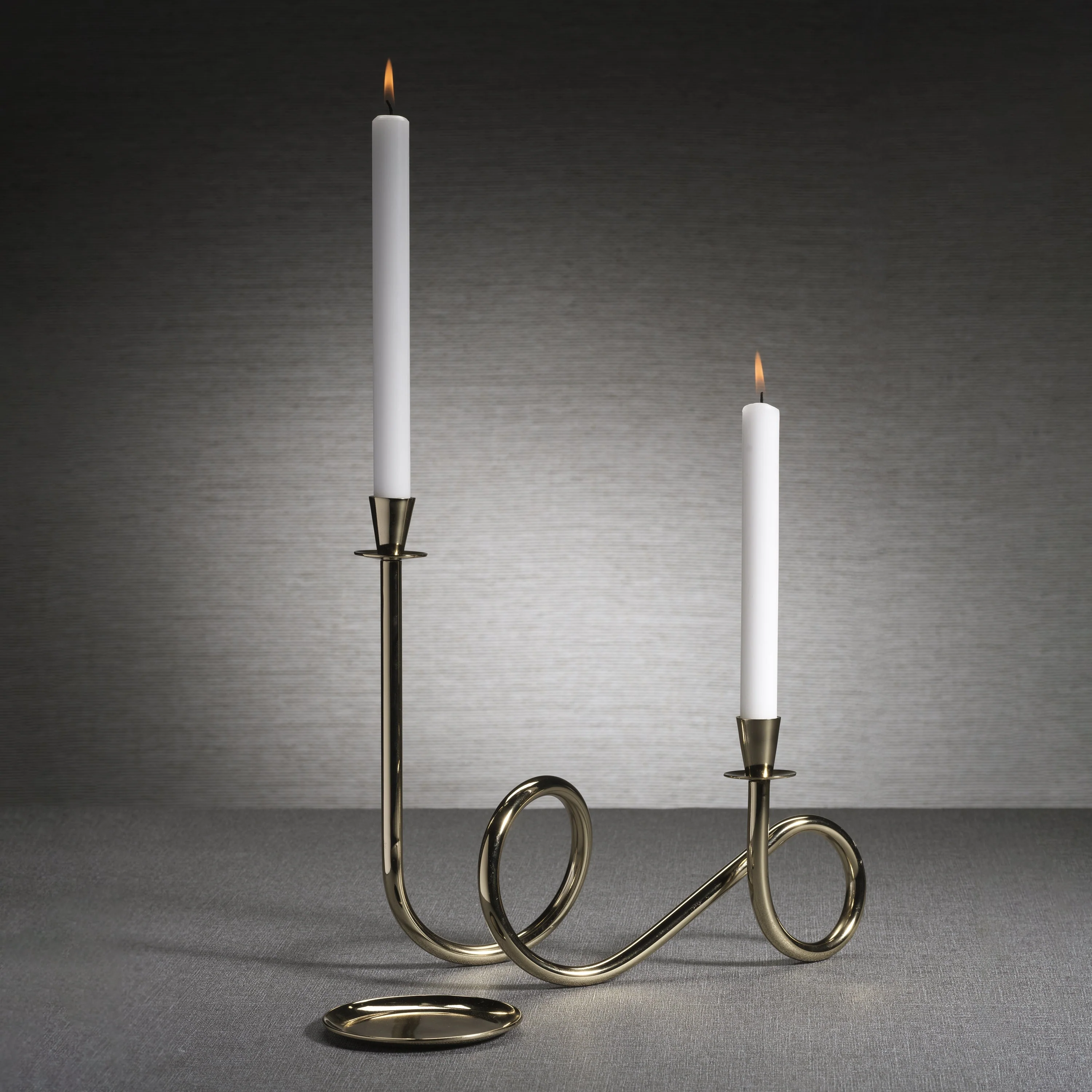 Breda 2-Tier Brass Candle Holder - Polished Gold - Image 2
