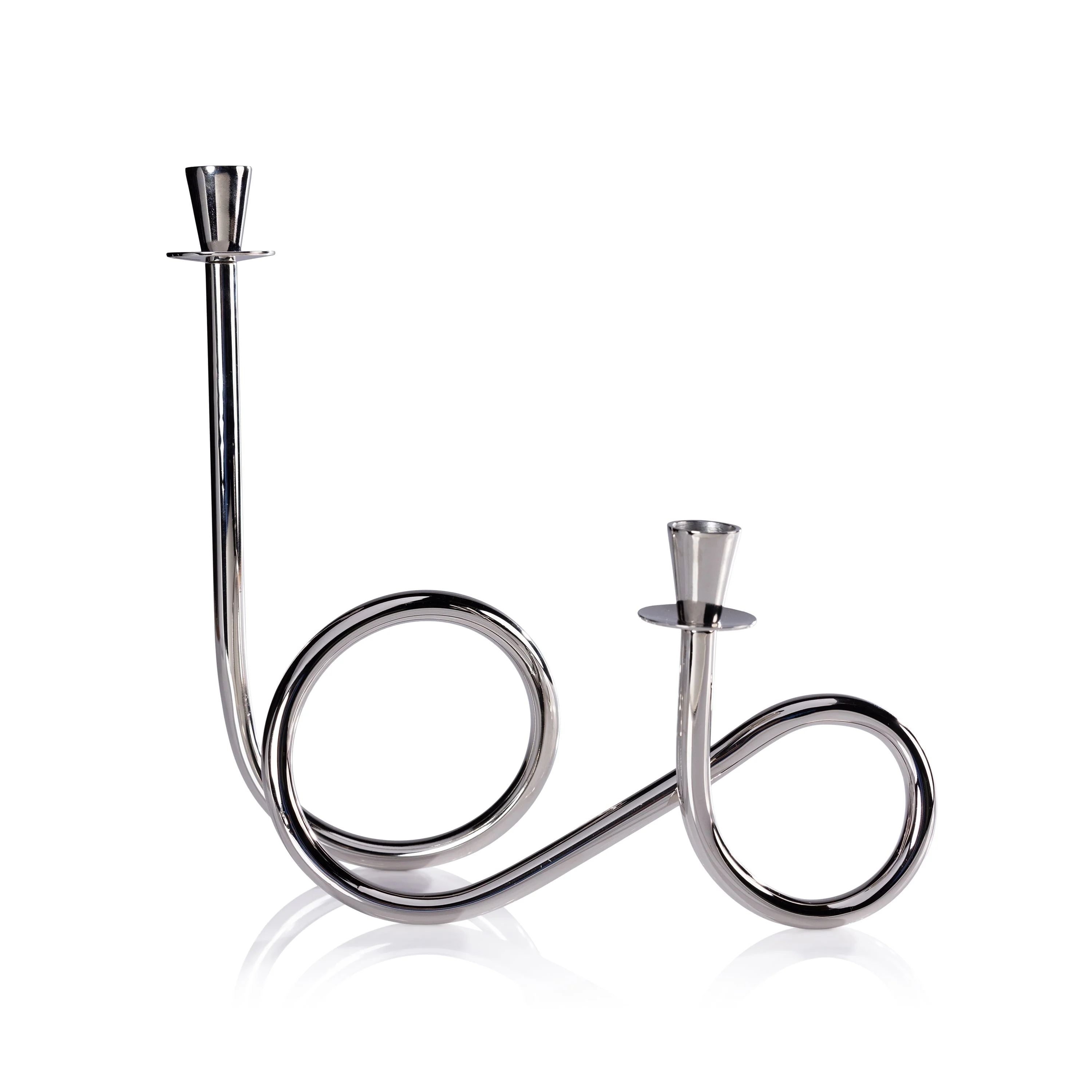 Breda 2-Tier Brass Candle Holder - Polished Nickel