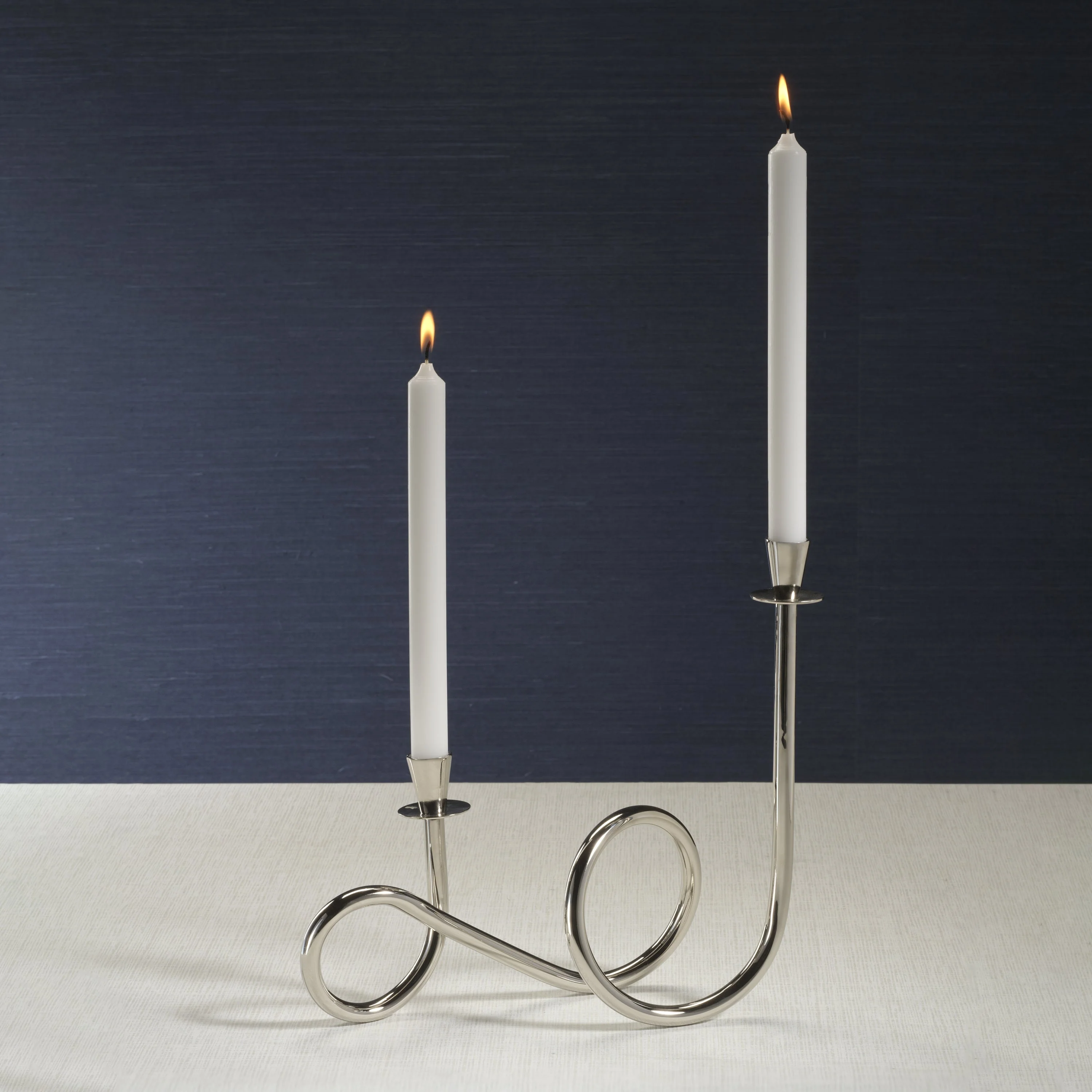 Breda 2-Tier Brass Candle Holder - Polished Nickel - Image 2
