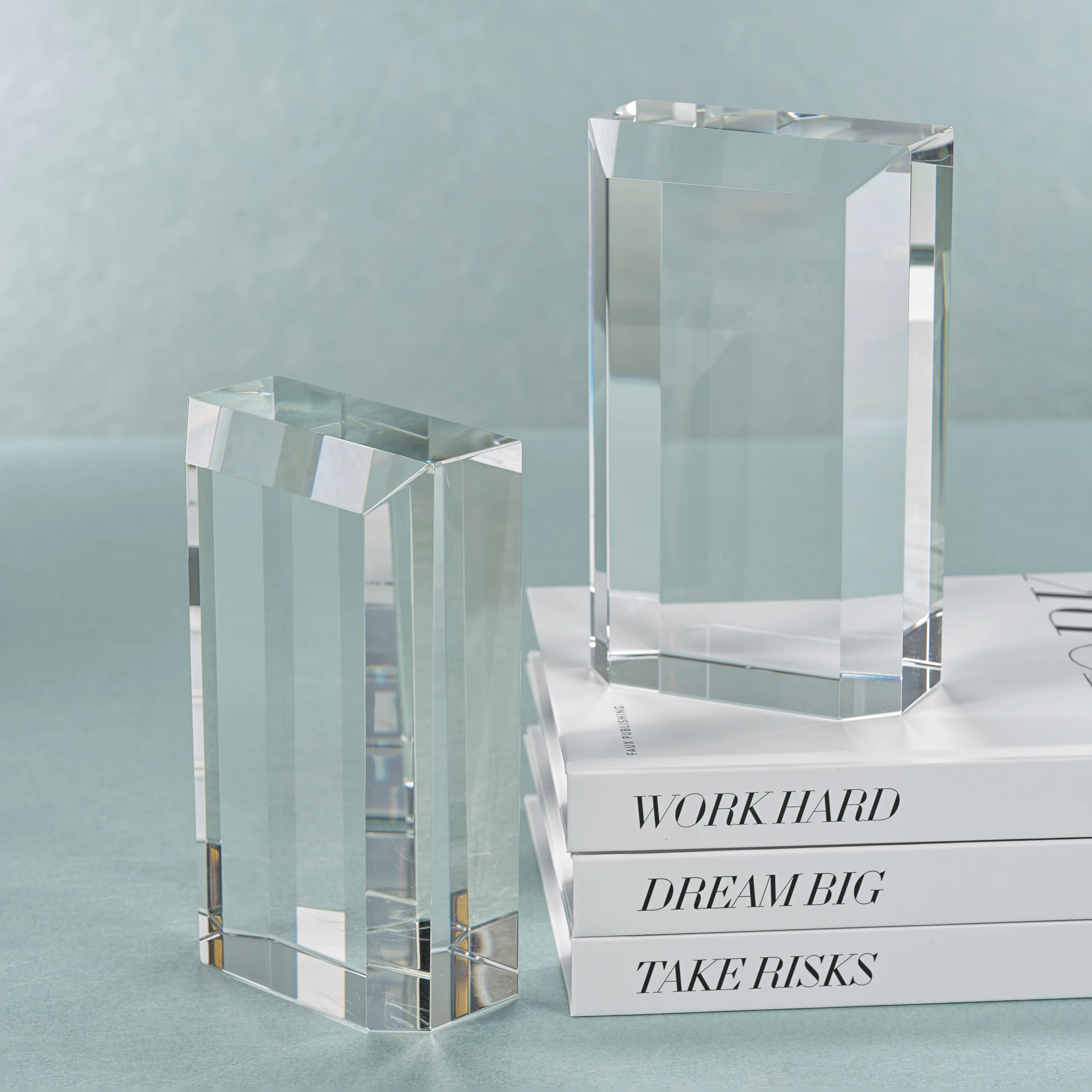 Claire Crystal Glass Bookends - Set of 2 - Image 2