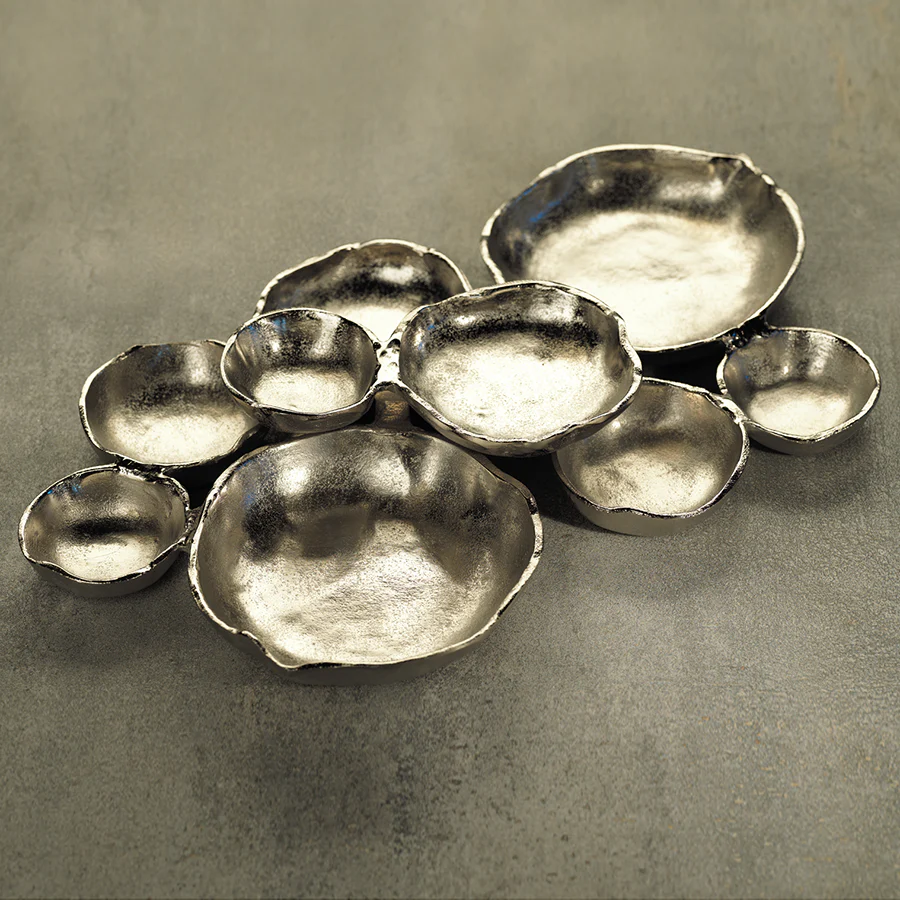 Cluster of Nine Serving Bowls - Nickel / Round - Image 2