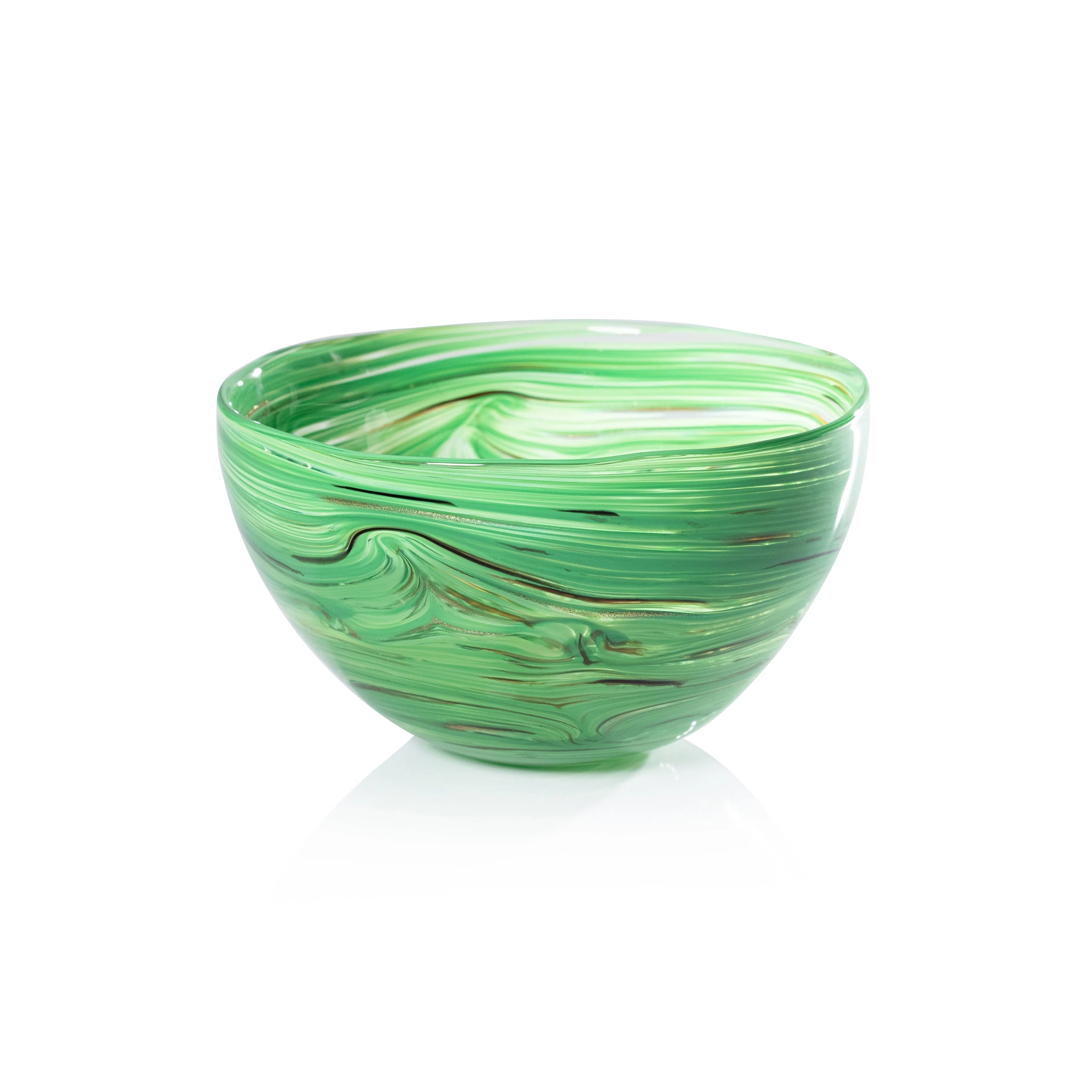 Delphine Glass Bowl - Multi Green - Medium
