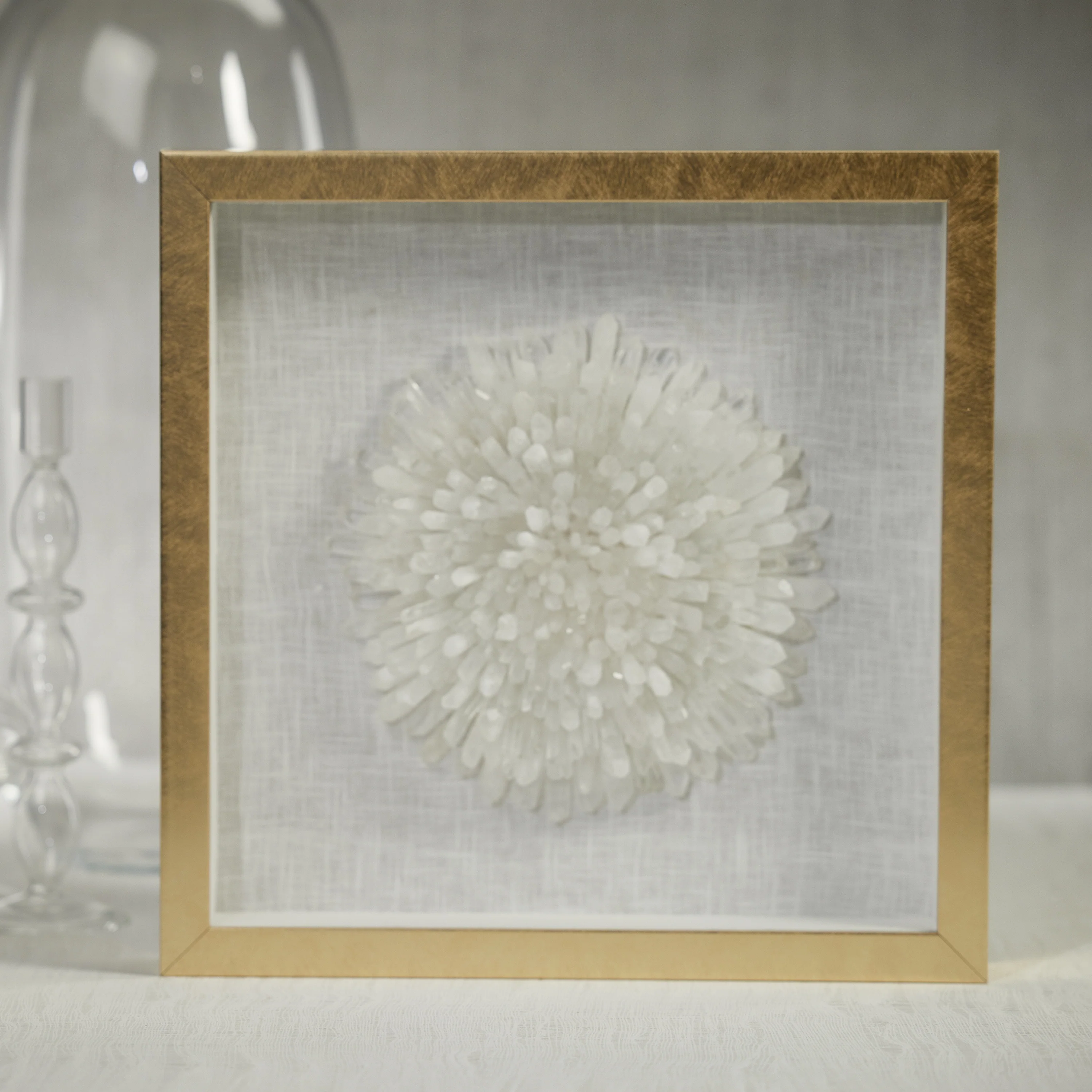 Gold Framed Crystal Flower 16" x 16" - Image 2