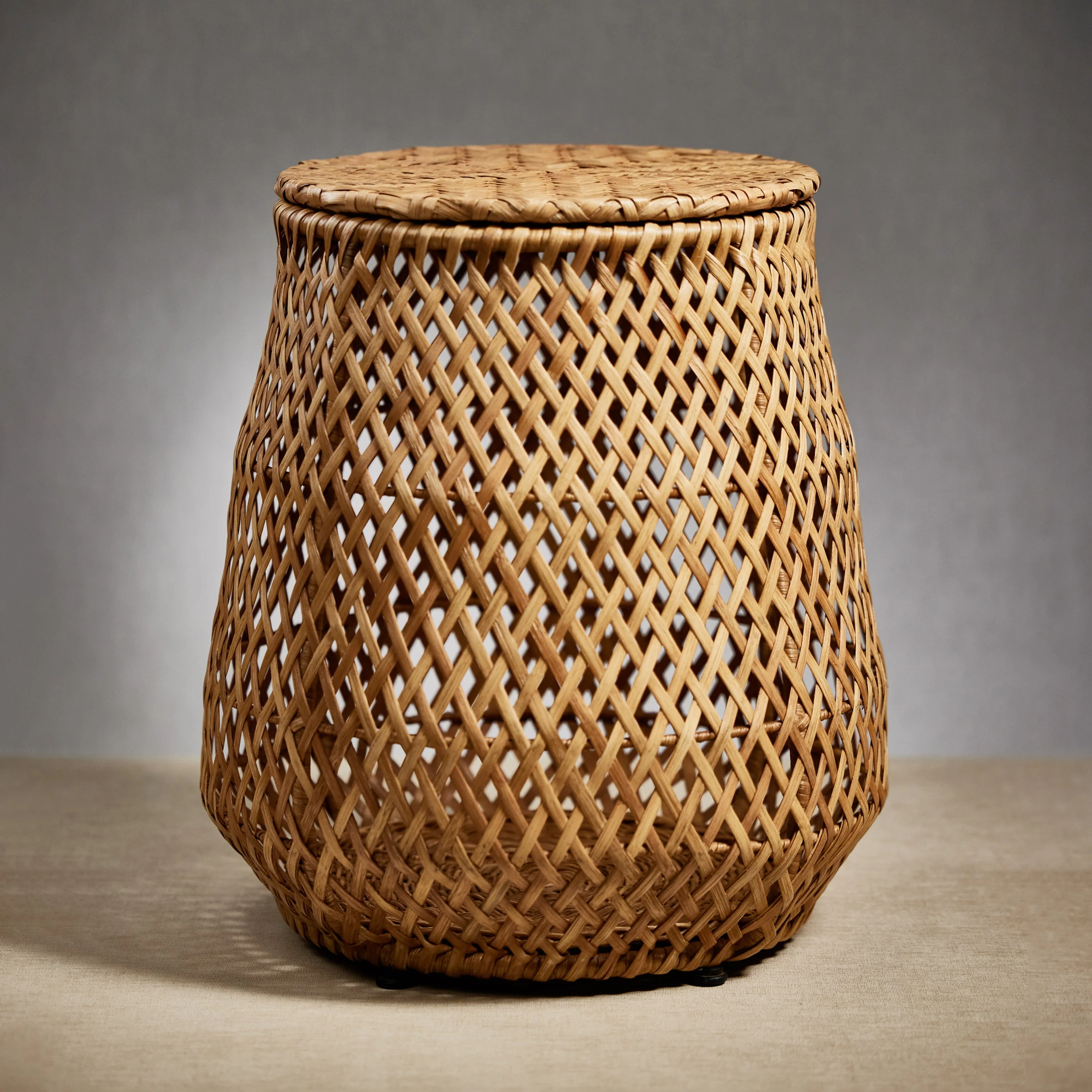 Handcrafted Rattan Stool and Storage - Image 2
