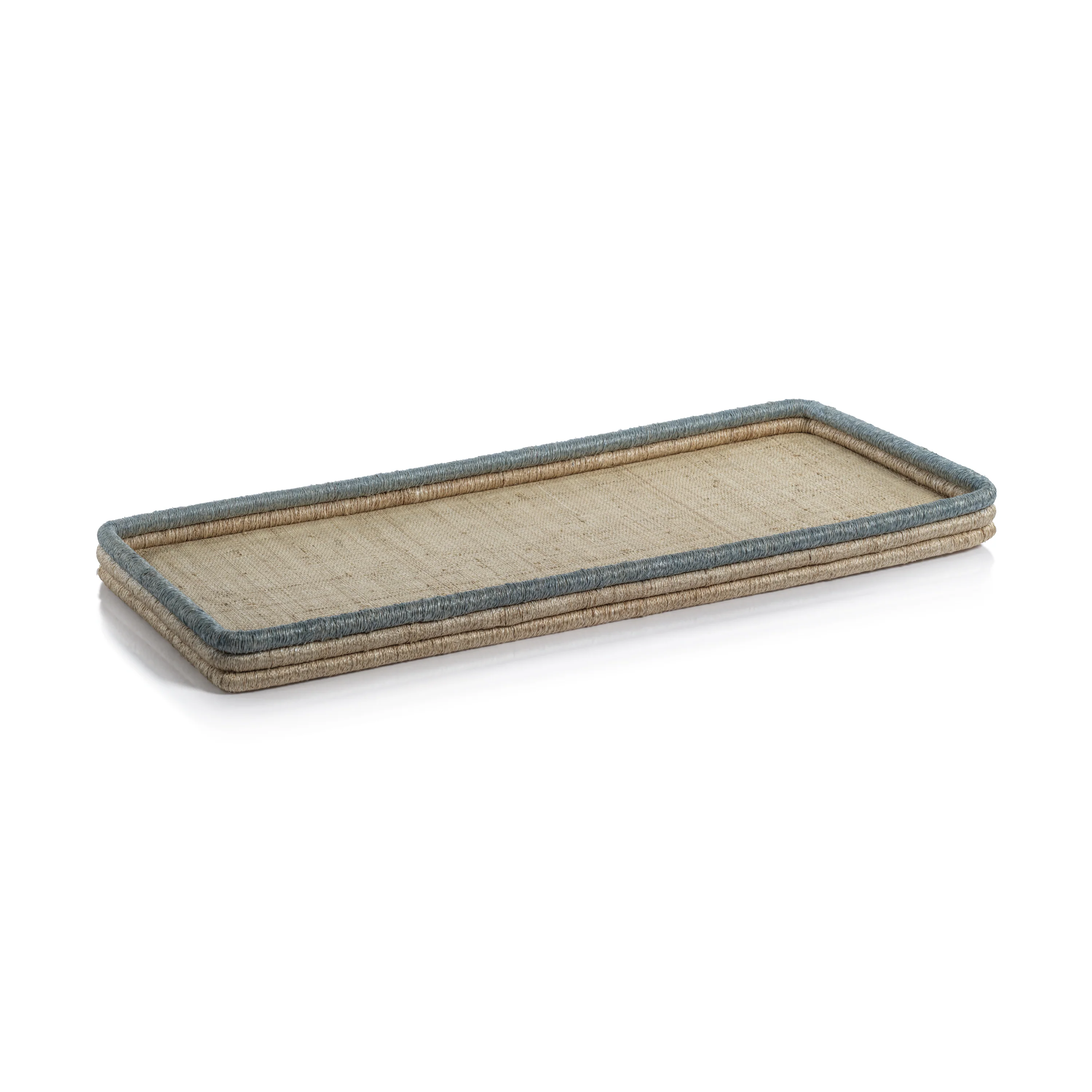 La Cote Coiled Rattan & Abaca Rectangular Serving Tray