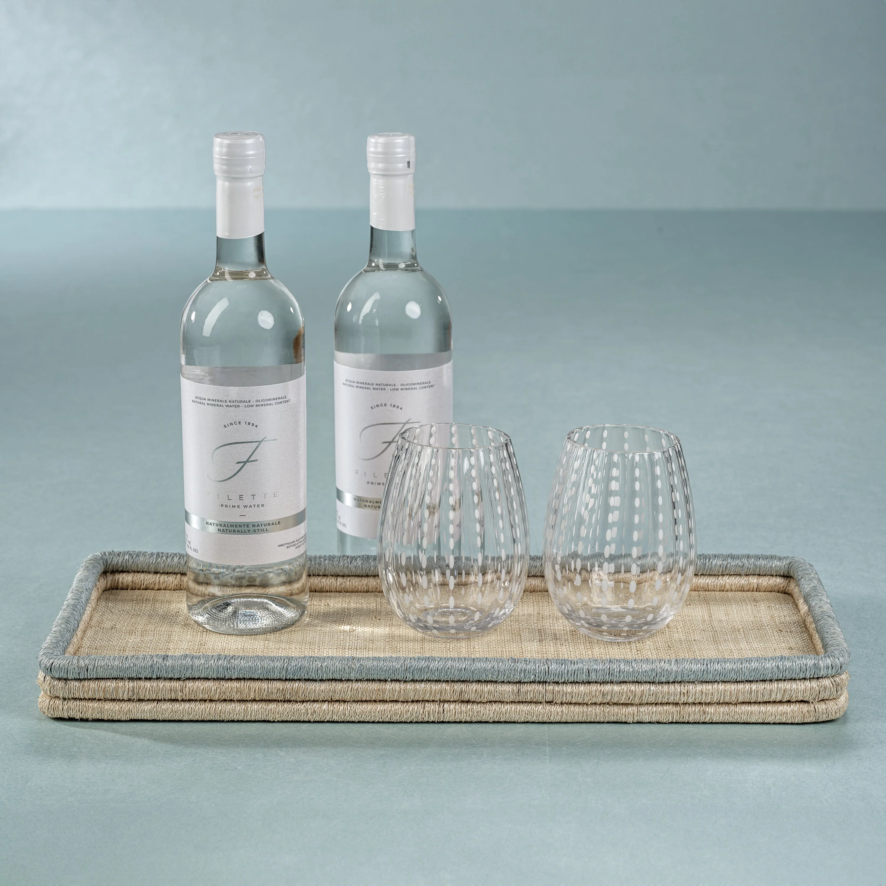La Cote Coiled Rattan & Abaca Rectangular Serving Tray 18.25" x 8.75" - Image 2