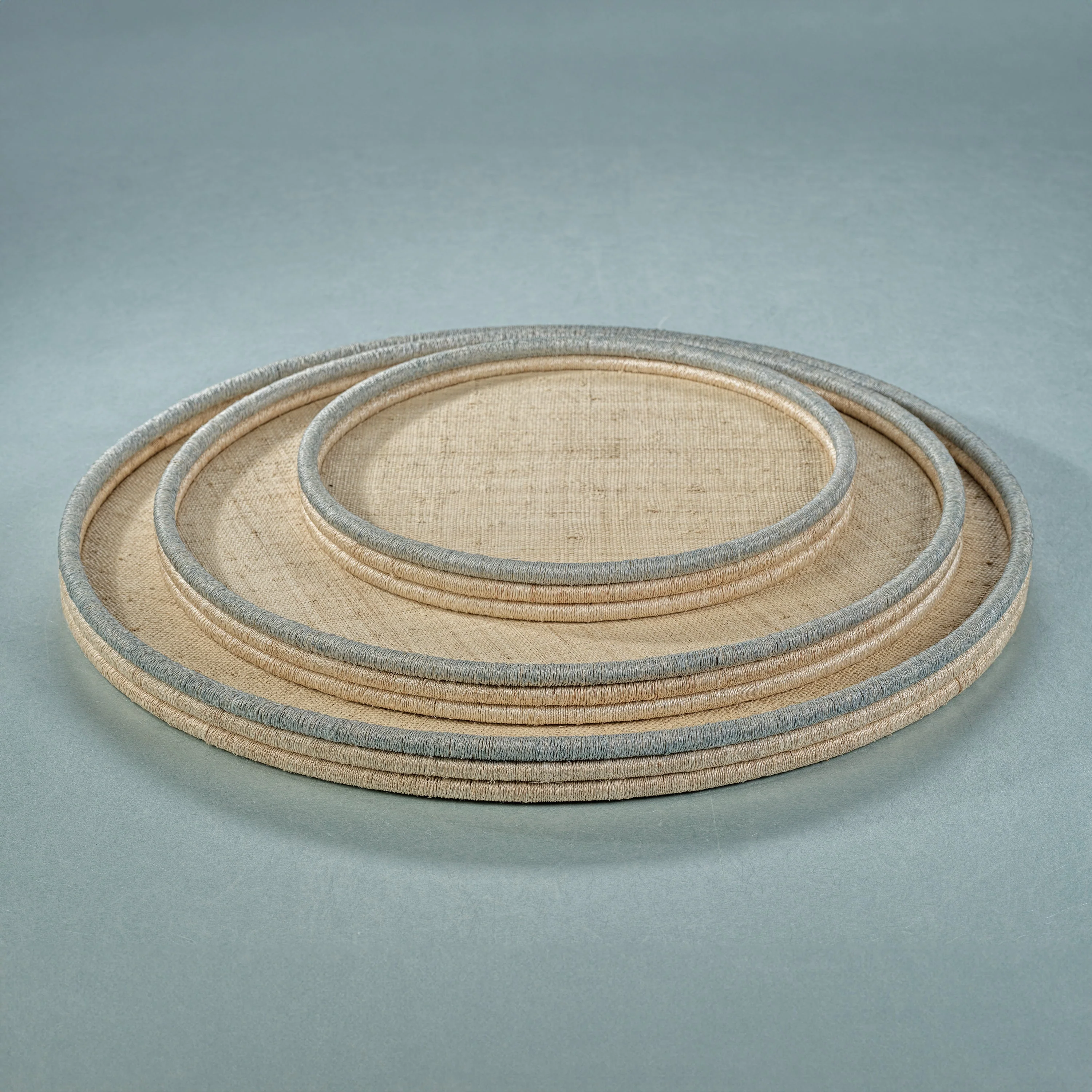 La Cote Coiled Rattan & Abaca Round Serving Tray 20.25" - Image 2