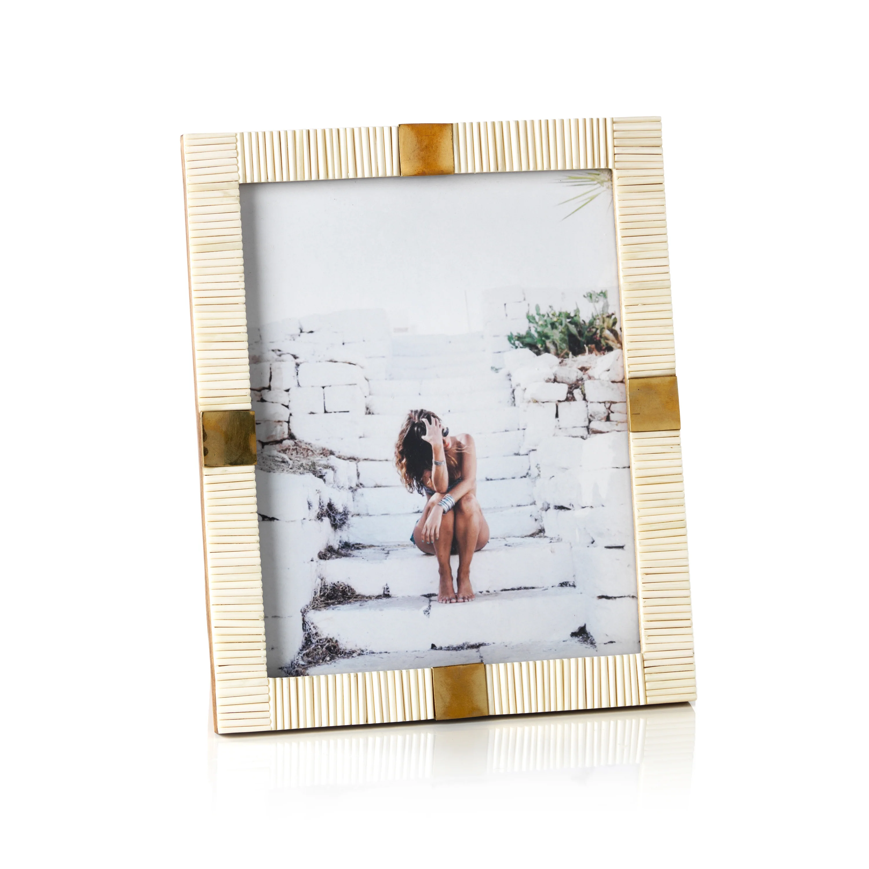 Maha Bone w/ Brass Trim Photo Frame- 8" x 10"