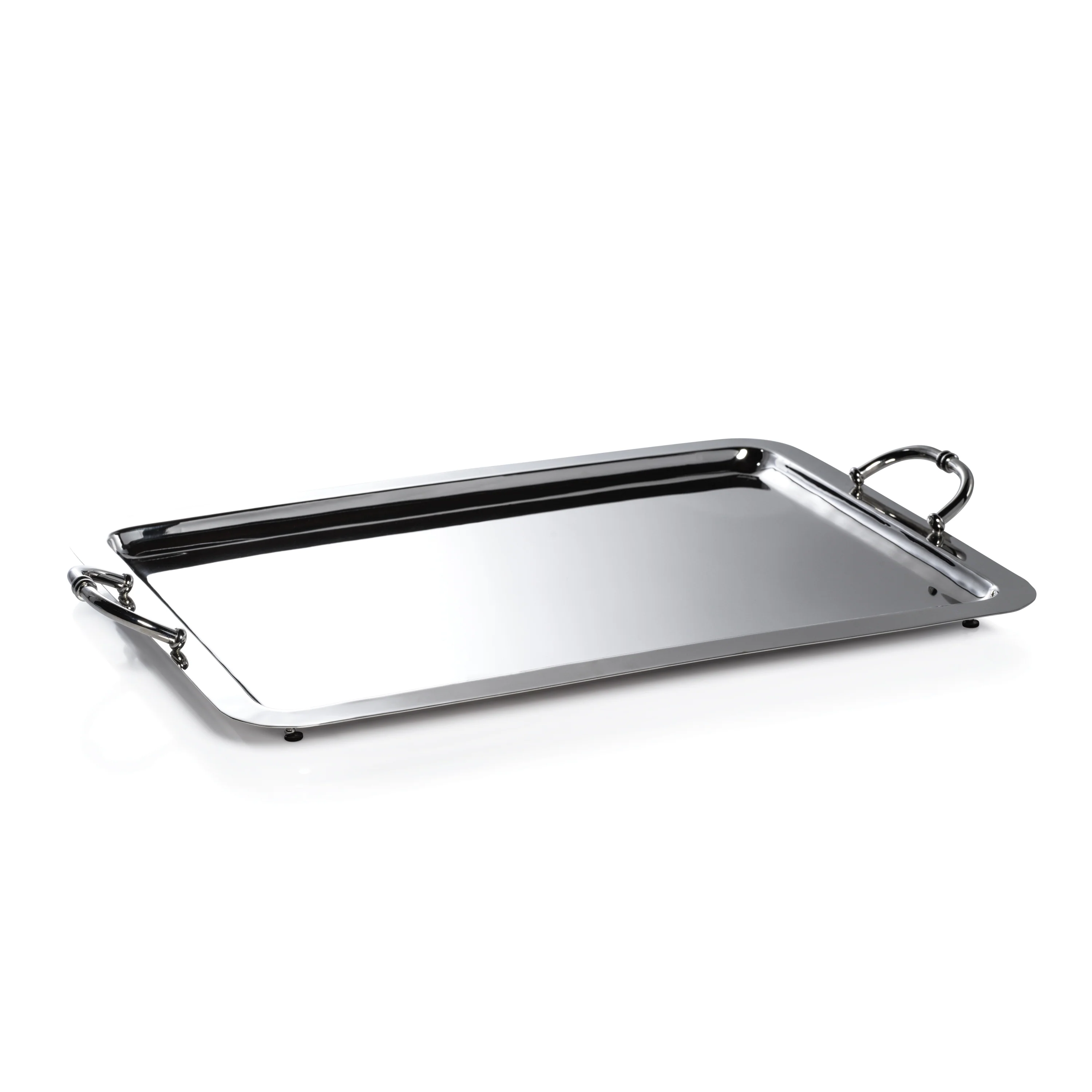 Manetta Steel and Brass Tray- Polished Nickel, 24" x 15" x 2"