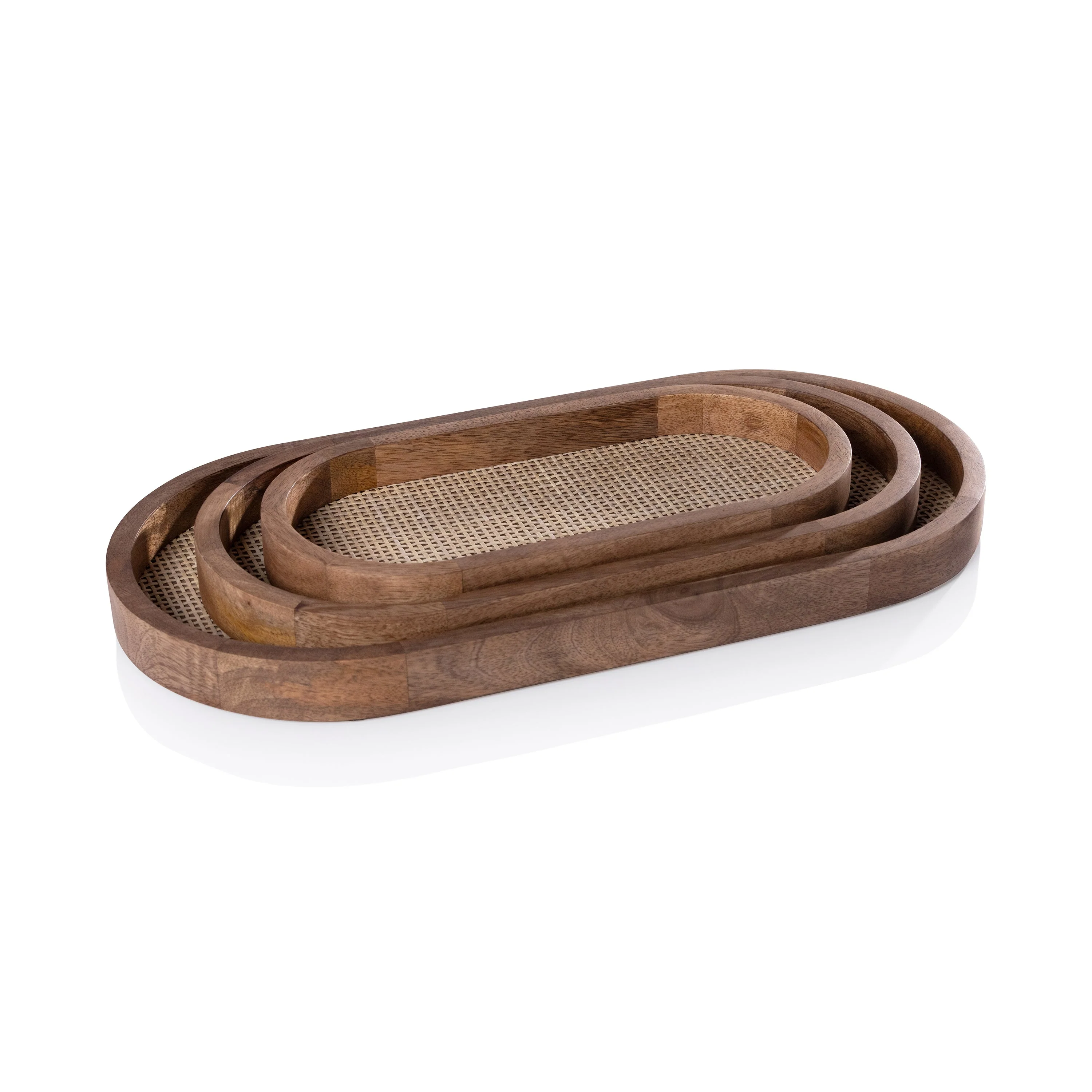 Mango Wood with Rattan Inlay Oval Tray - Large - Image 2
