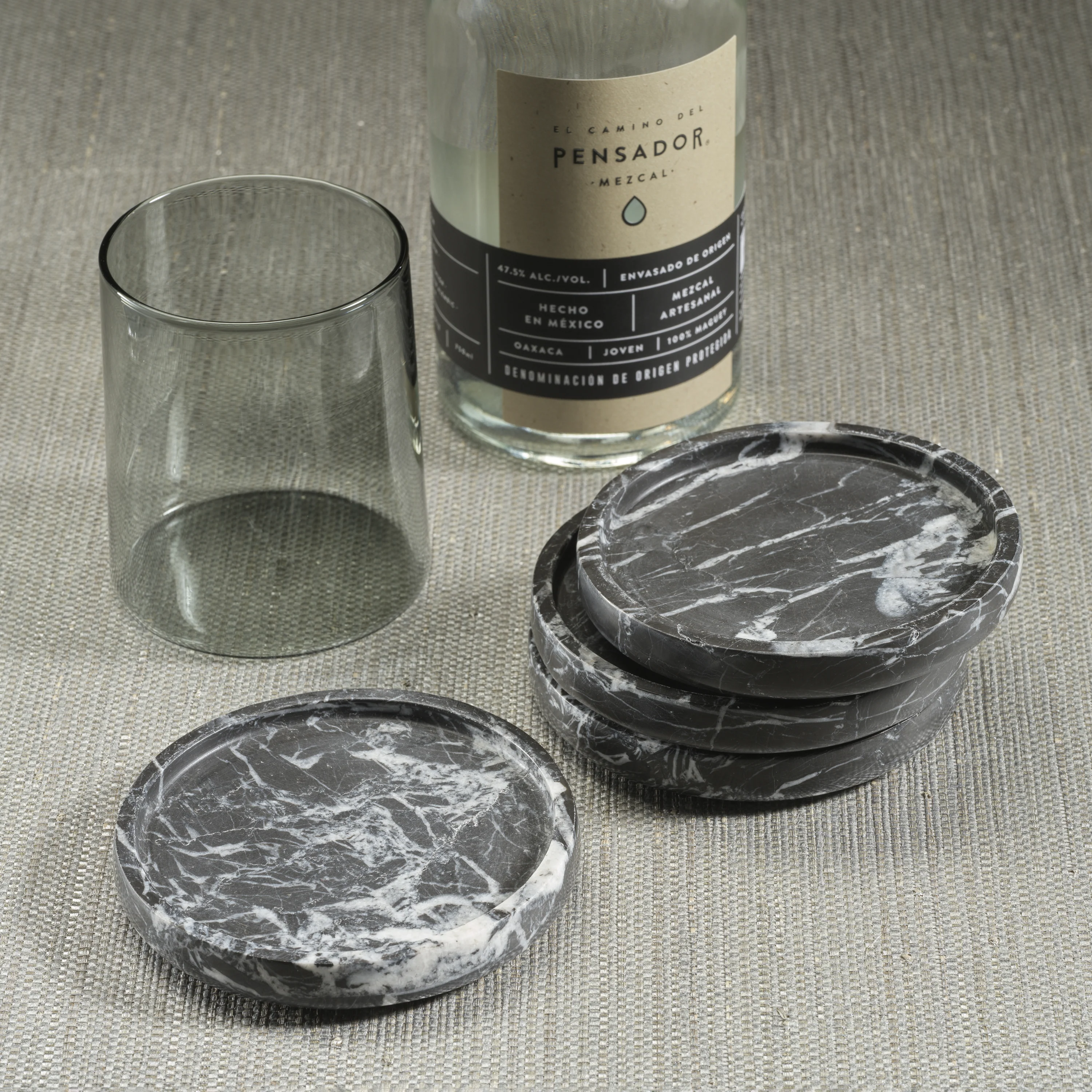 Marble Coaster, Black Marquino- 4.5" - Image 2
