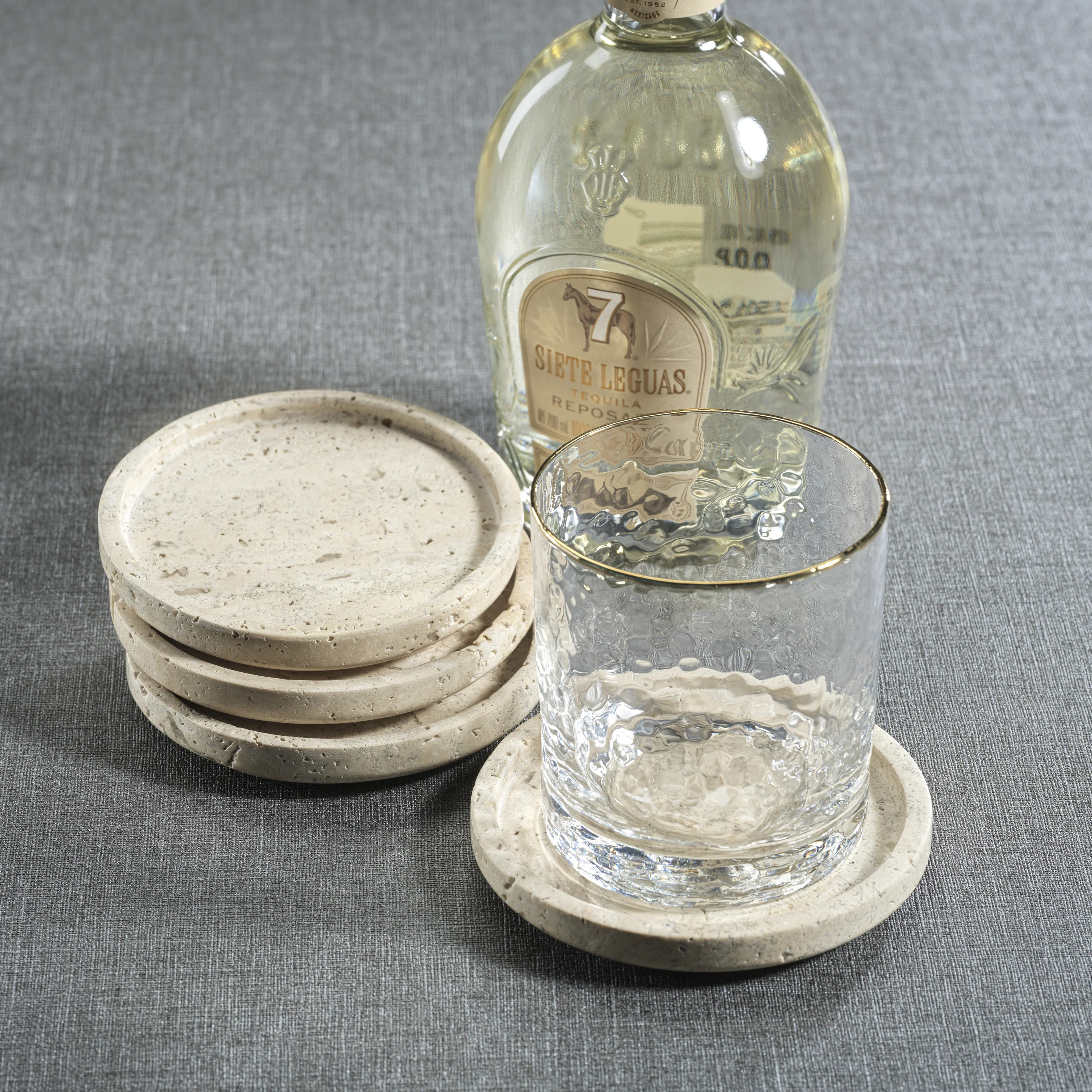 Marble Coaster, Travertine- 4.5" - Image 2