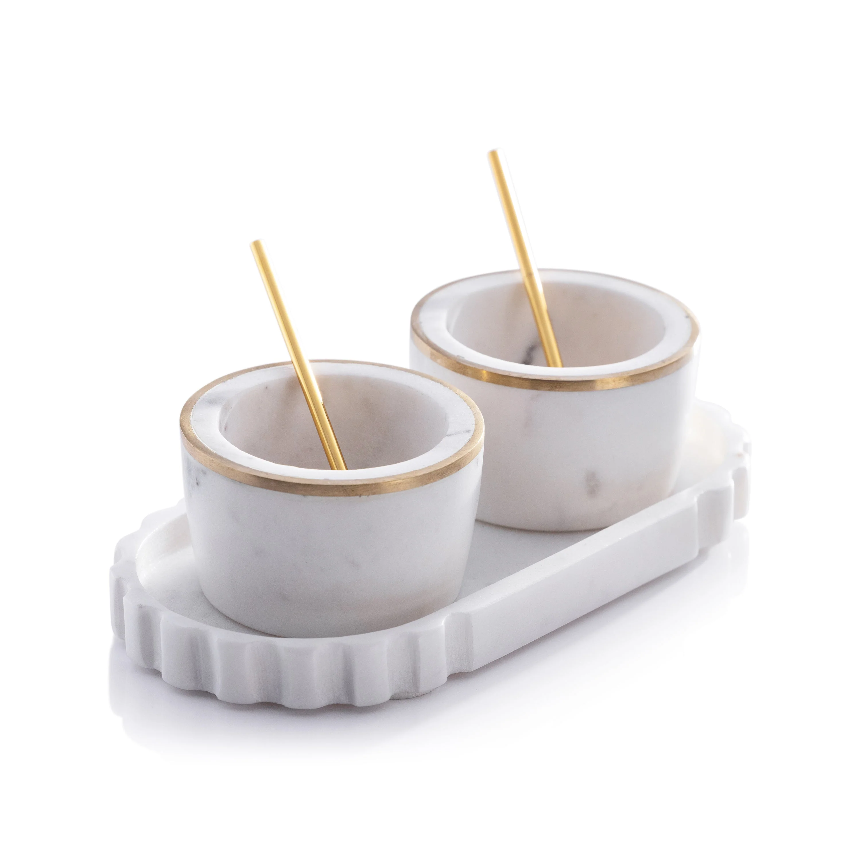Marble Condiment Set - 2 Bowls, 2 Spoons and 1 Tray