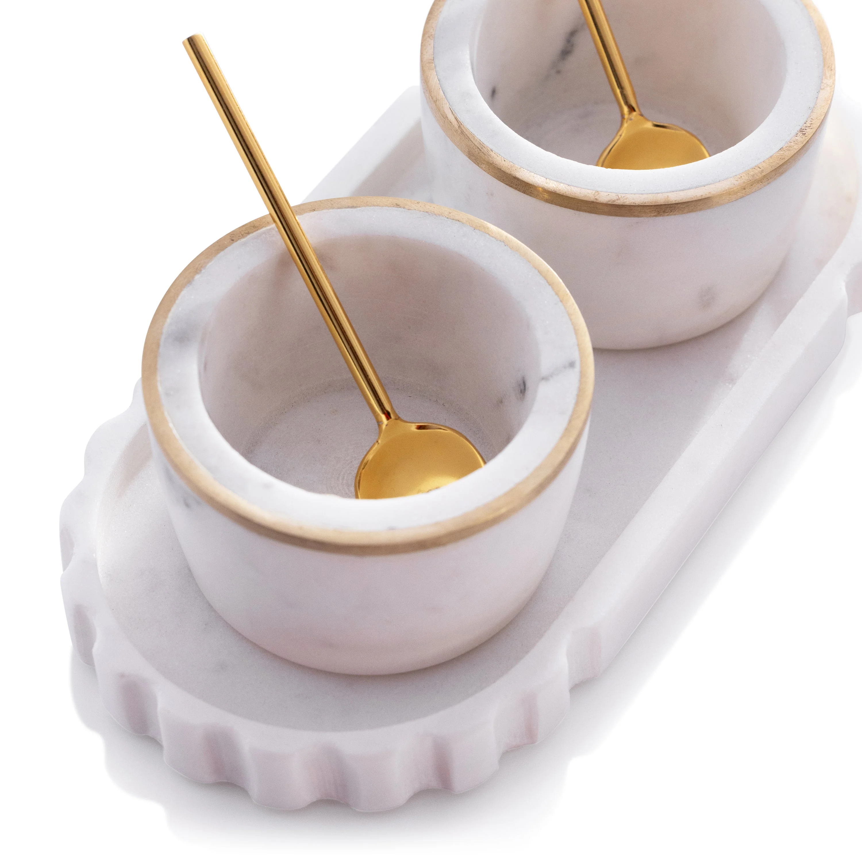 Marble Condiment Set - 2 Bowls, 2 Spoons and 1 Tray - Image 2
