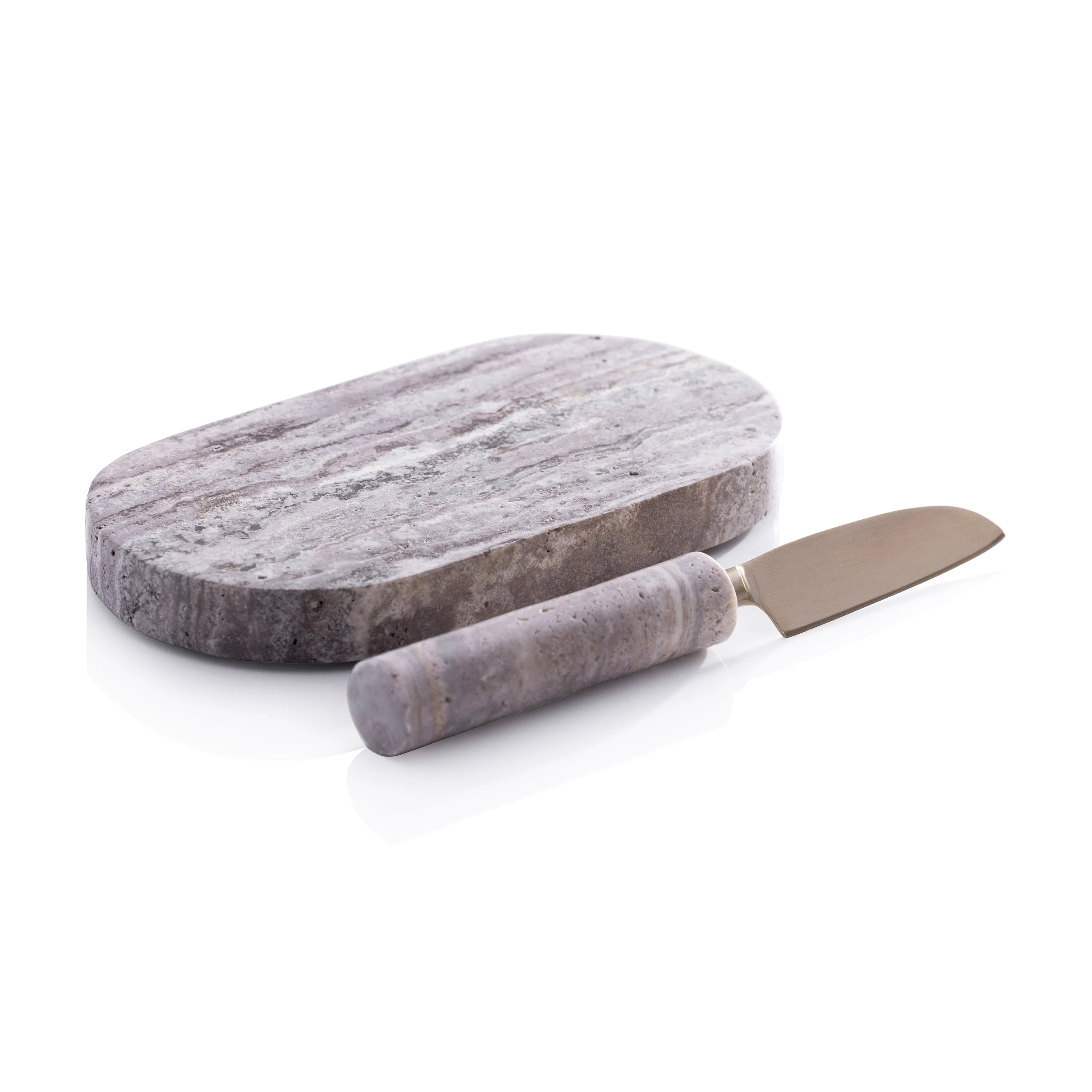 Marble Cutting Board with Cutting Knife - Travertine - Image 2