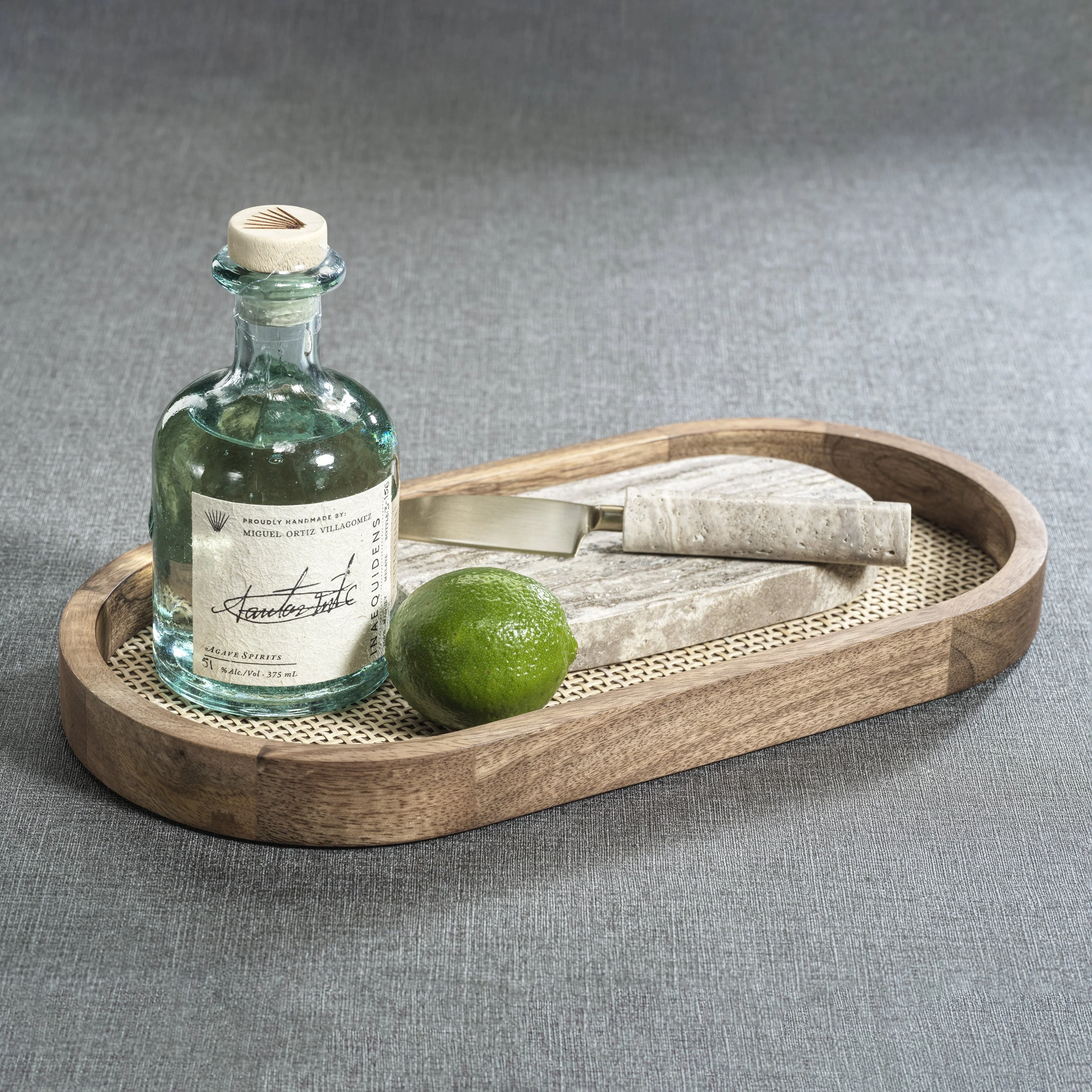 Marble Cutting Board with Cutting Knife - Travertine - Image 3