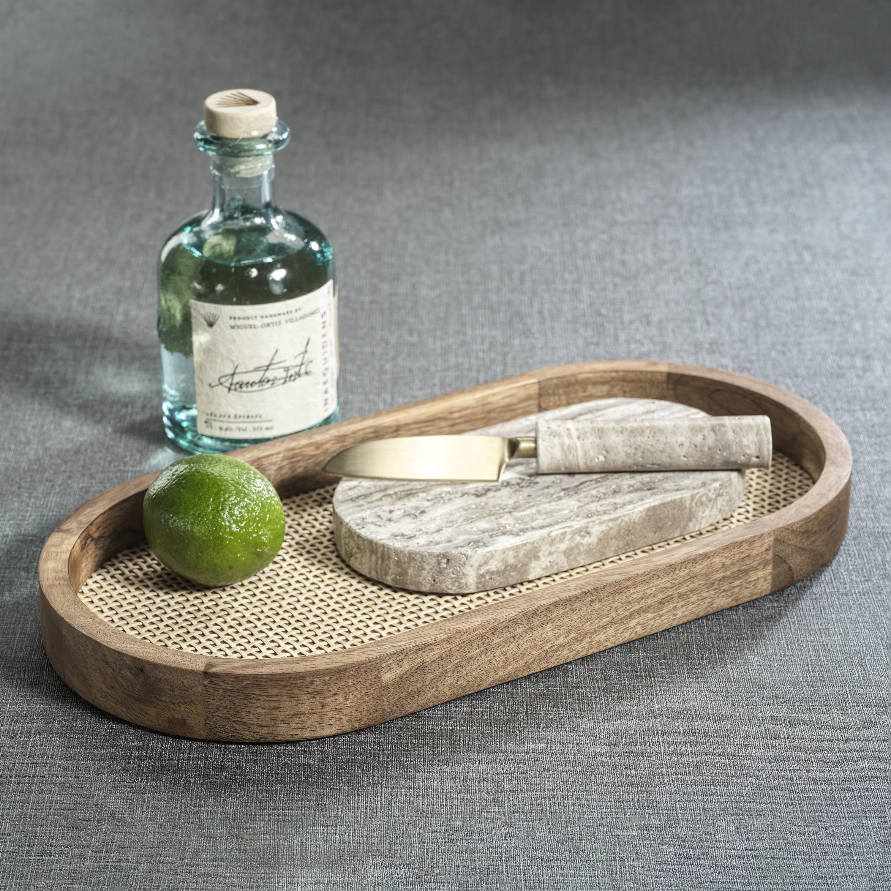 Marble Cutting Board with Cutting Knife - Travertine - Image 4