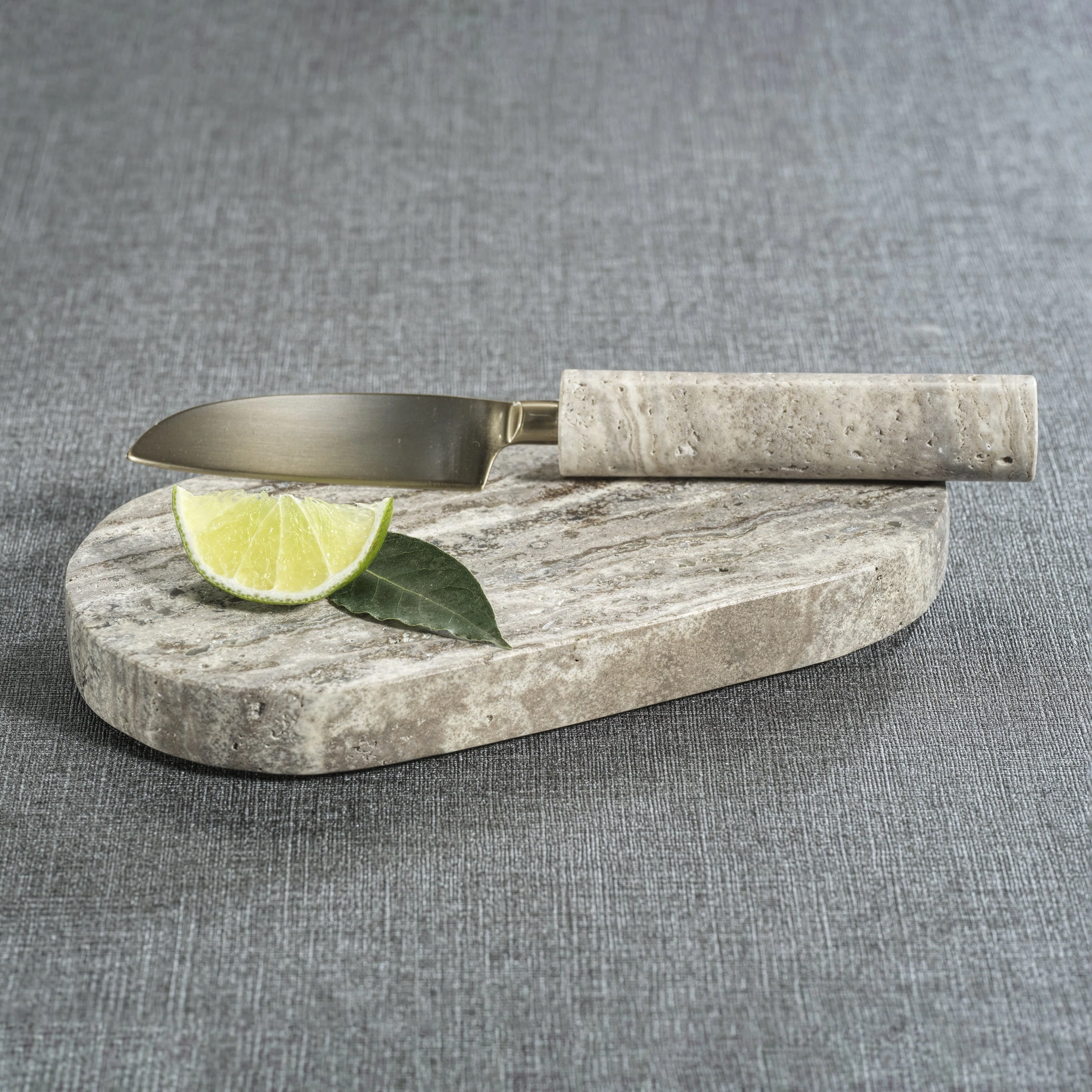 Marble Cutting Board with Cutting Knife - Travertine - Image 5