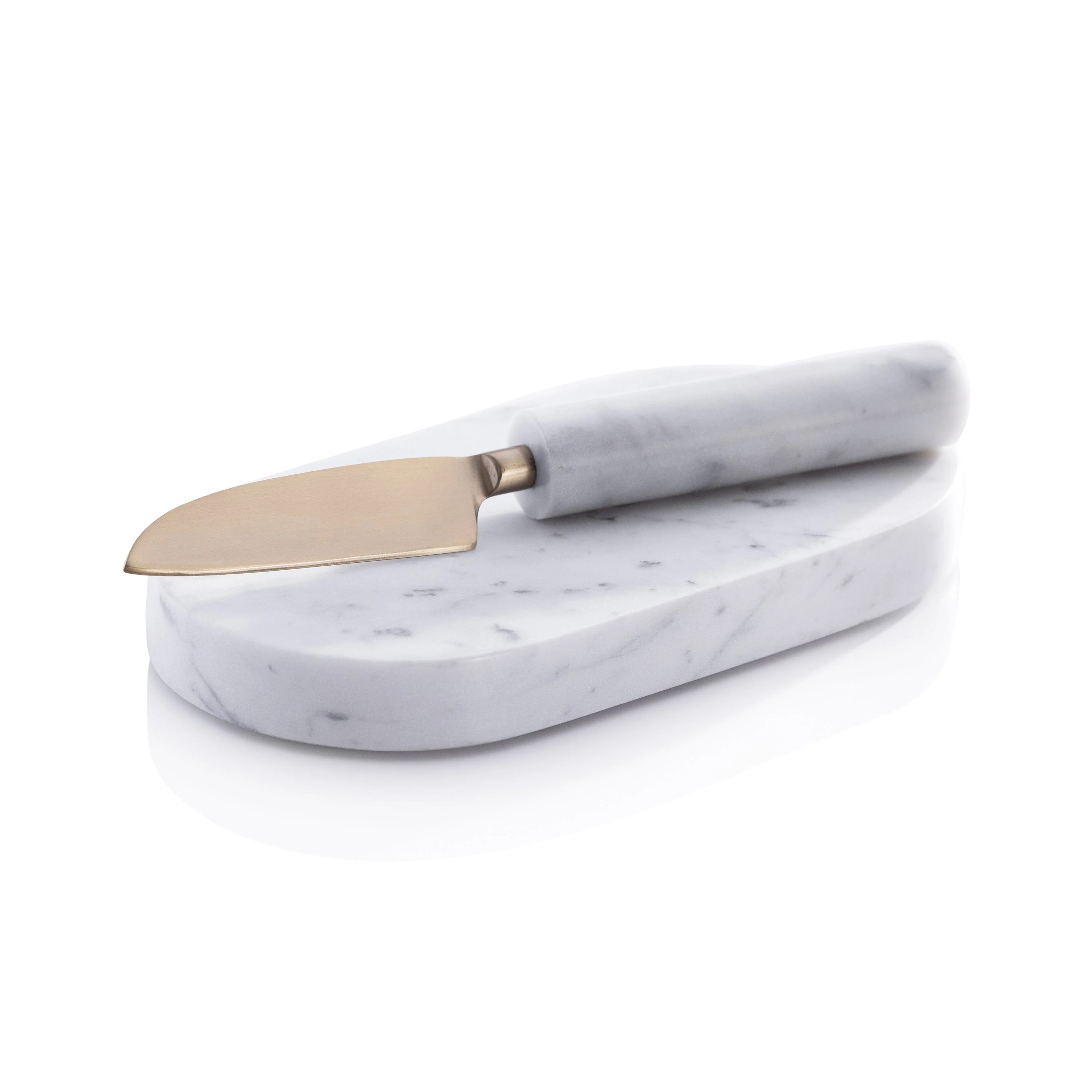 Marble Cutting Board with Cutting Knife - White