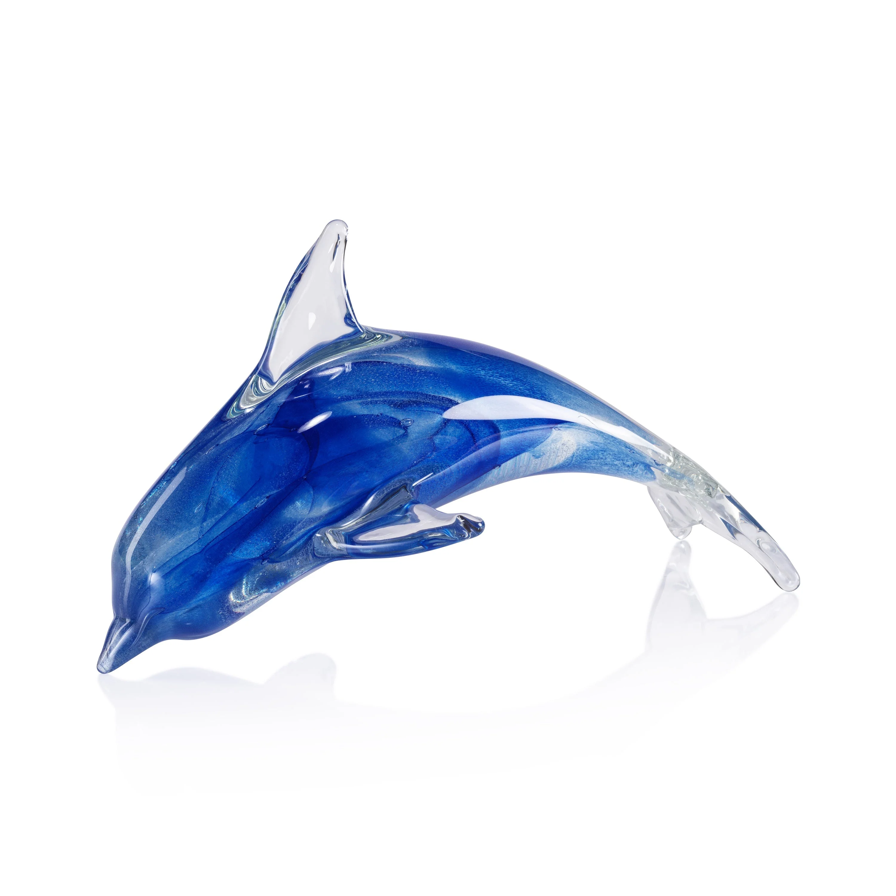 Marinella Decorative Glass Dolphin - Blue - 10 in