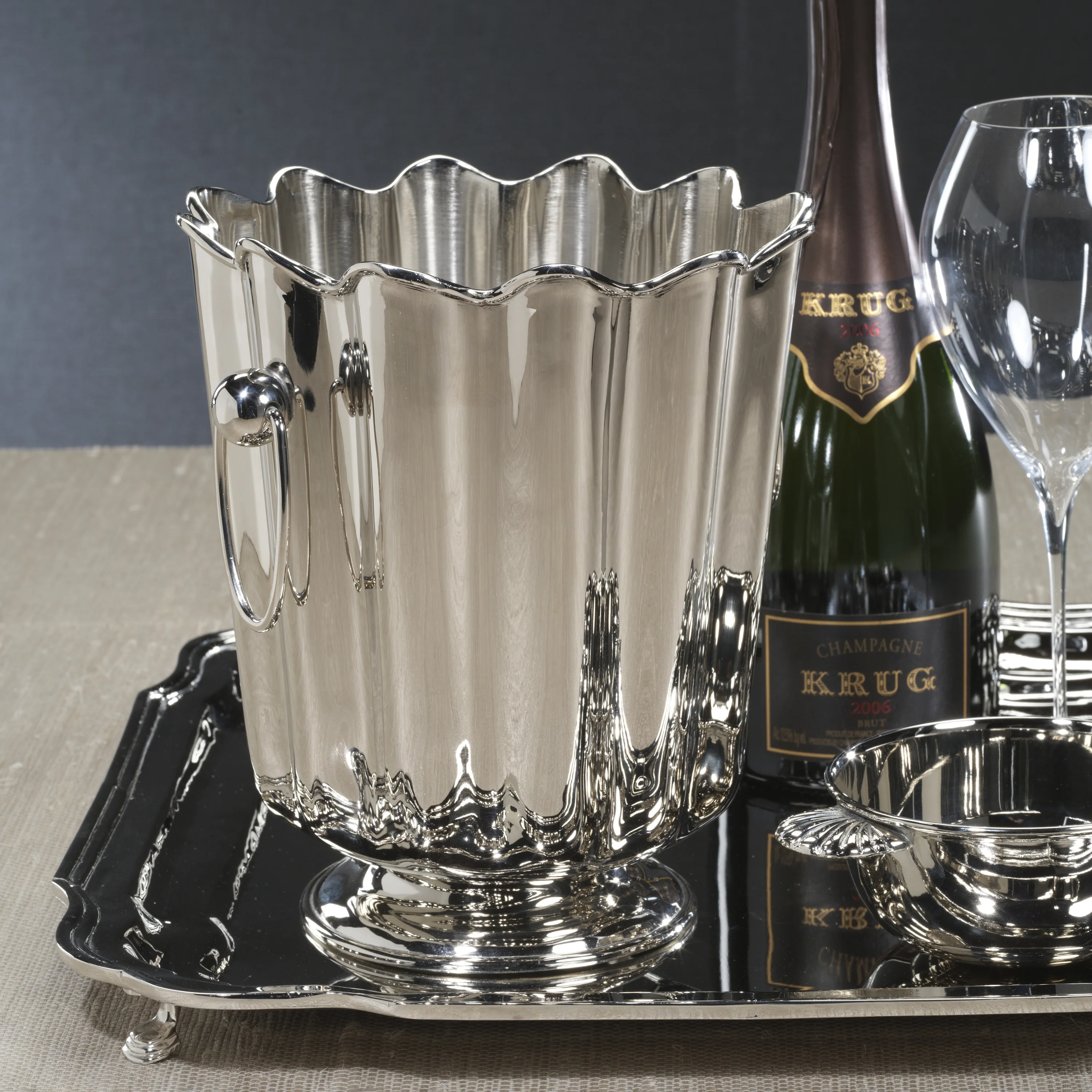 Orléans Brass Wine + Champagne Bucket, Polished Nickel - Image 2