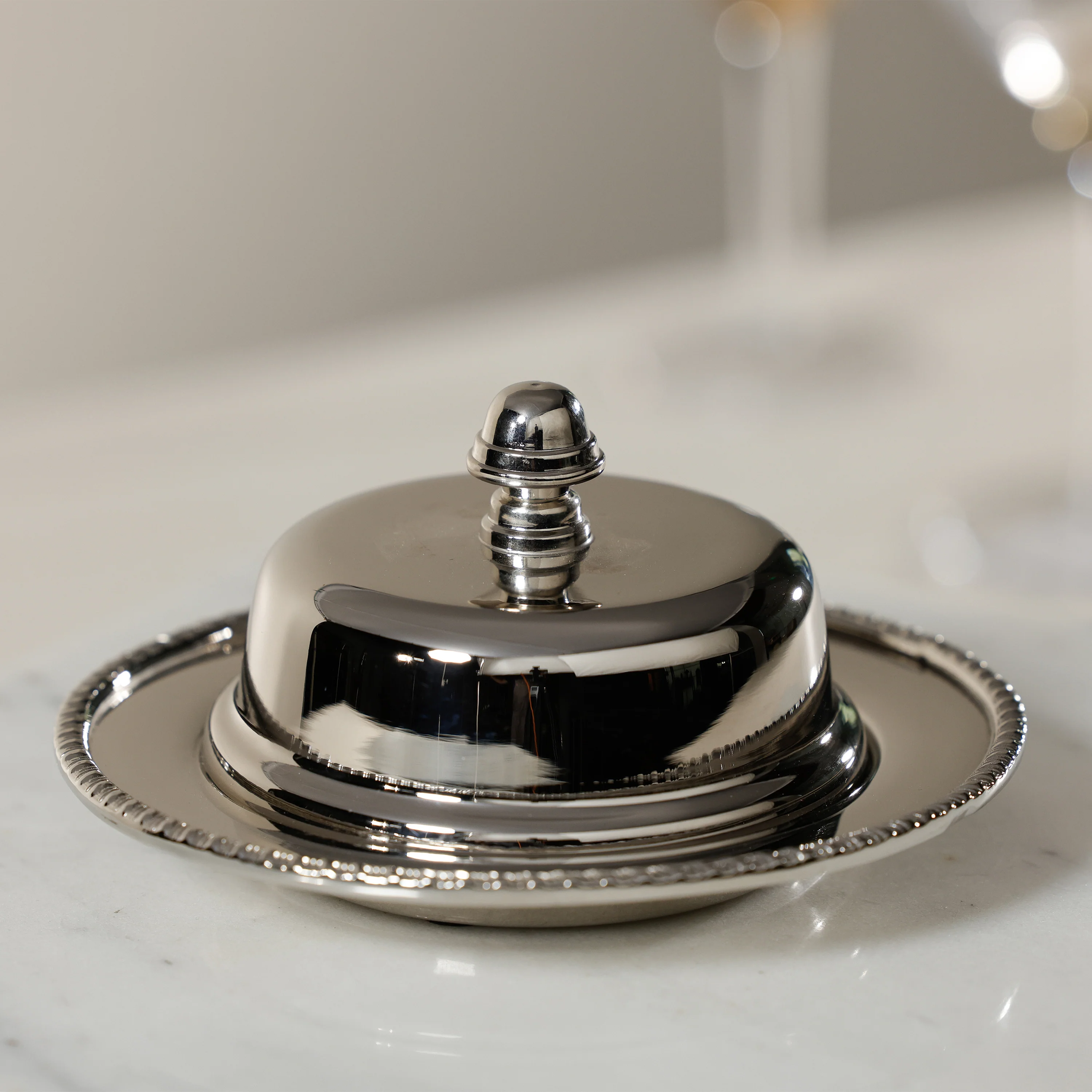 Parisian Butter Dish w/ Cover+Glass- Nickel - Image 2
