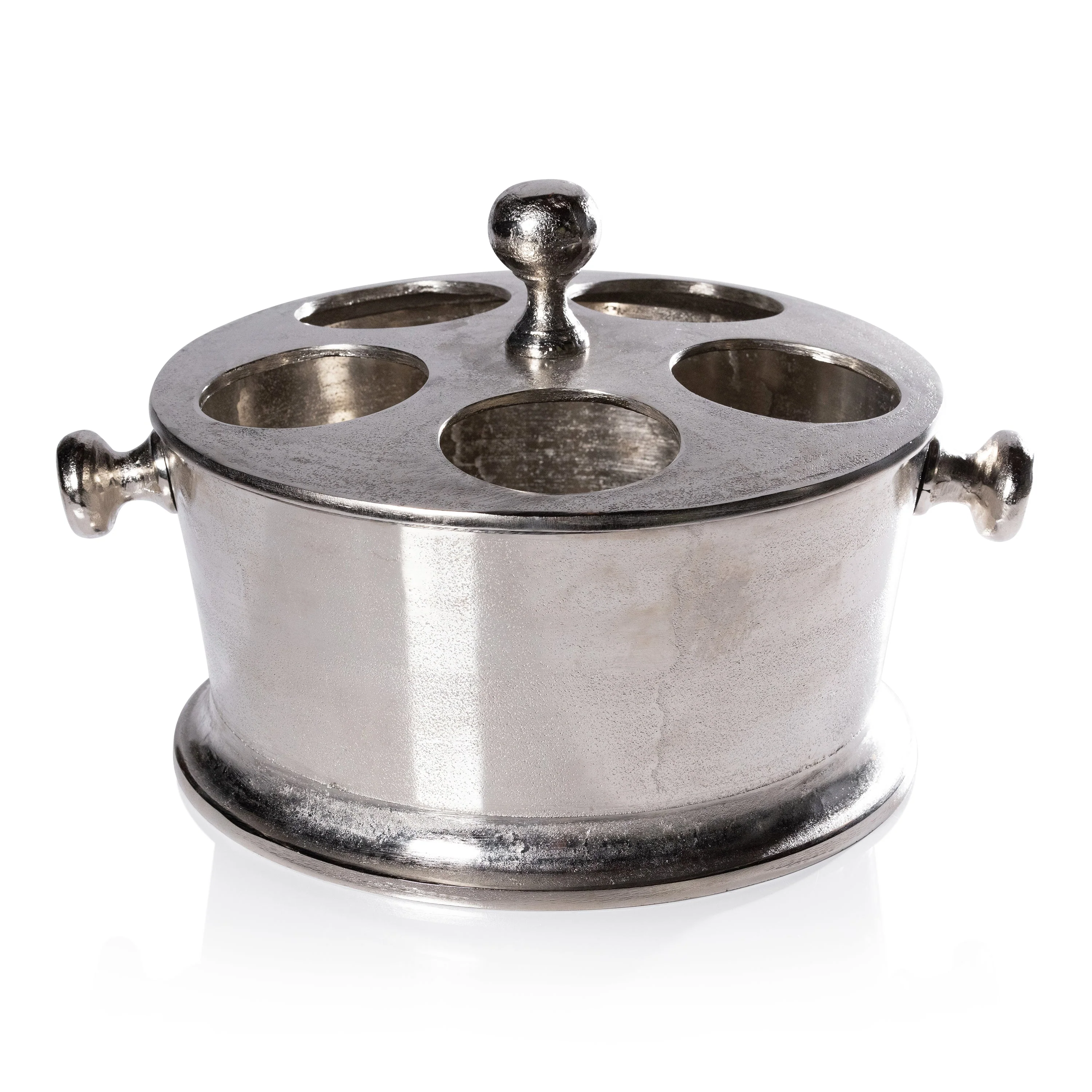 Raw Aluminum Five Bottle Wine Holder - Nickel