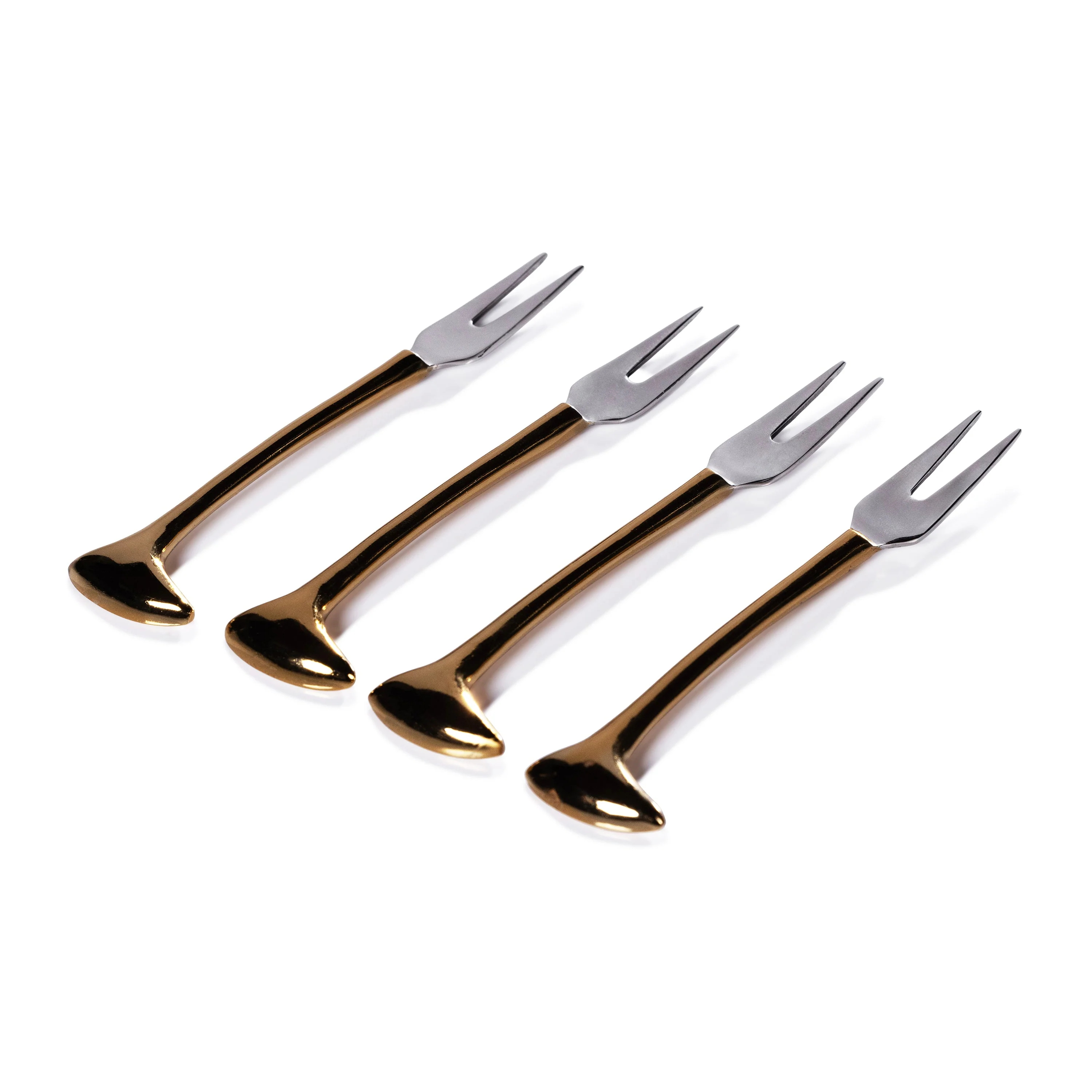 Sable Set of 4 Cheese and Cocktail Forks - Gold