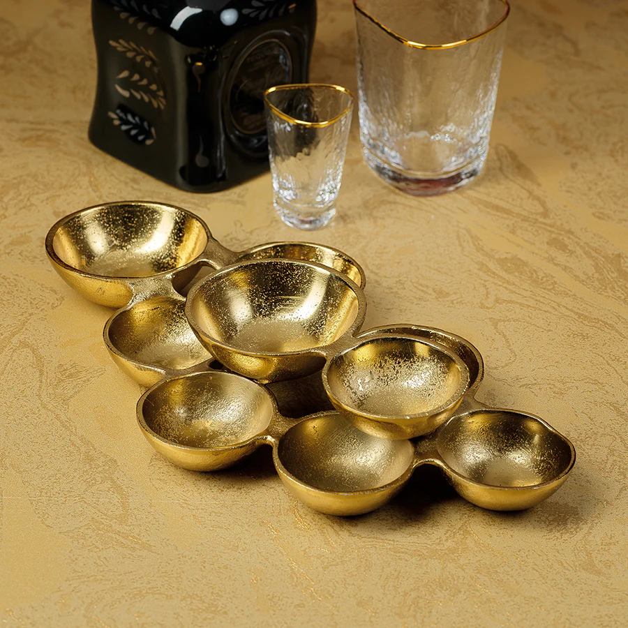 Small Cluster of 9 Serving Bowls- Dark Gold - Image 2