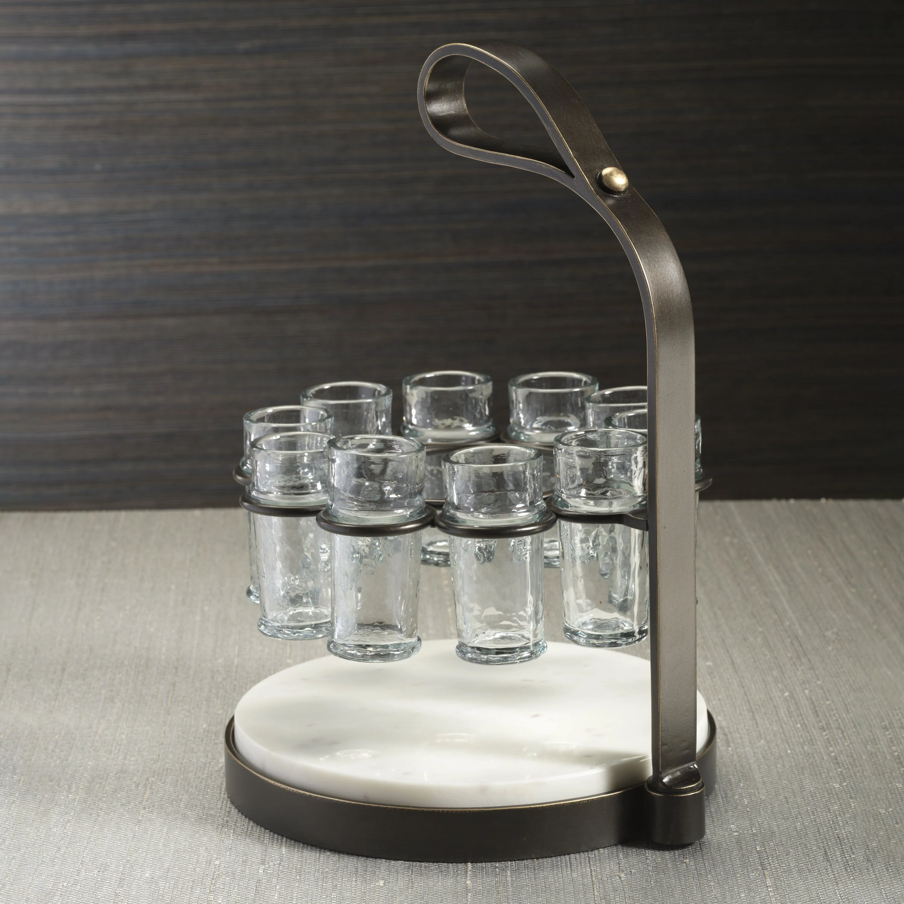 Tequilero 10 Shot Tequila Set with Marble Cutting Board - Dark Bronze - Image 4