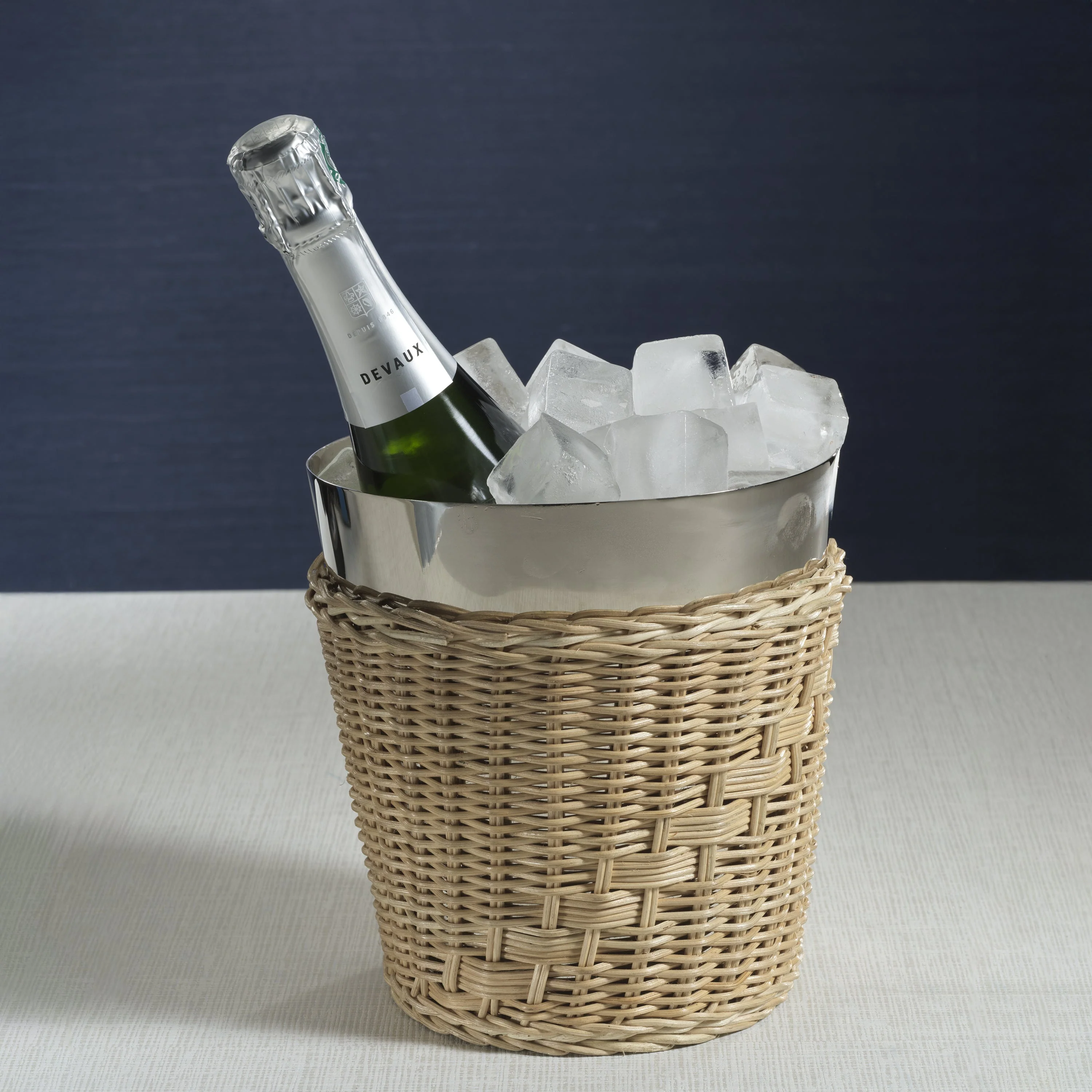 The Palmier Wine / Champagne Bucket - Woven Rattan and Stainless Steel - Image 3