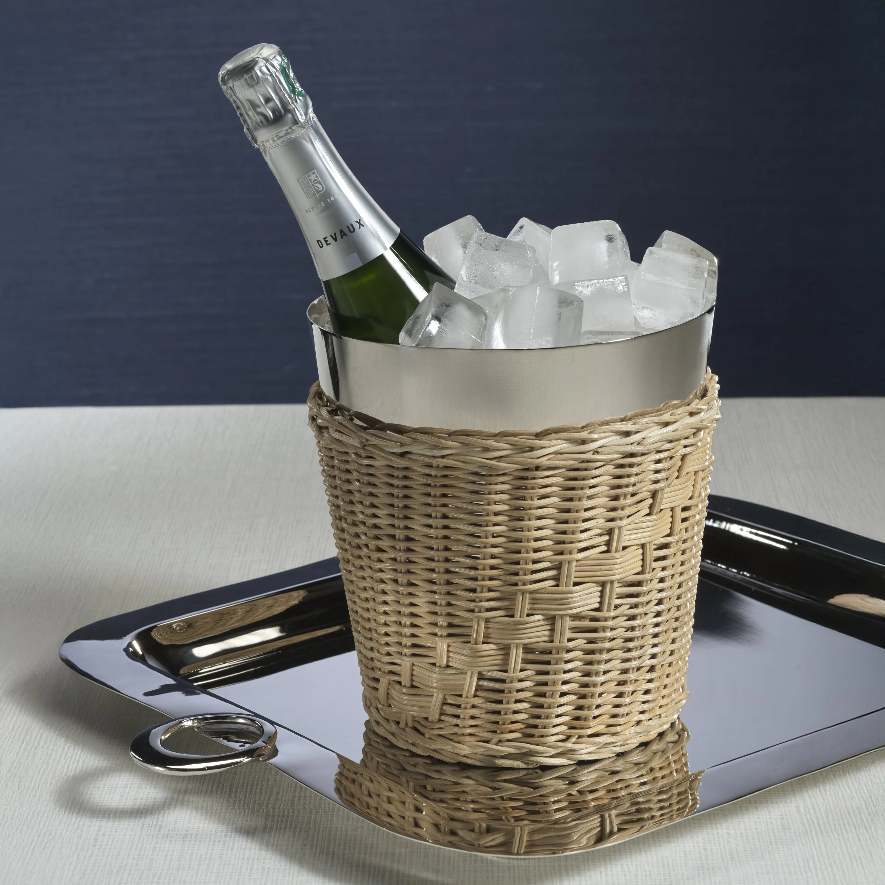 The Palmier Wine / Champagne Bucket - Woven Rattan and Stainless Steel - Image 5