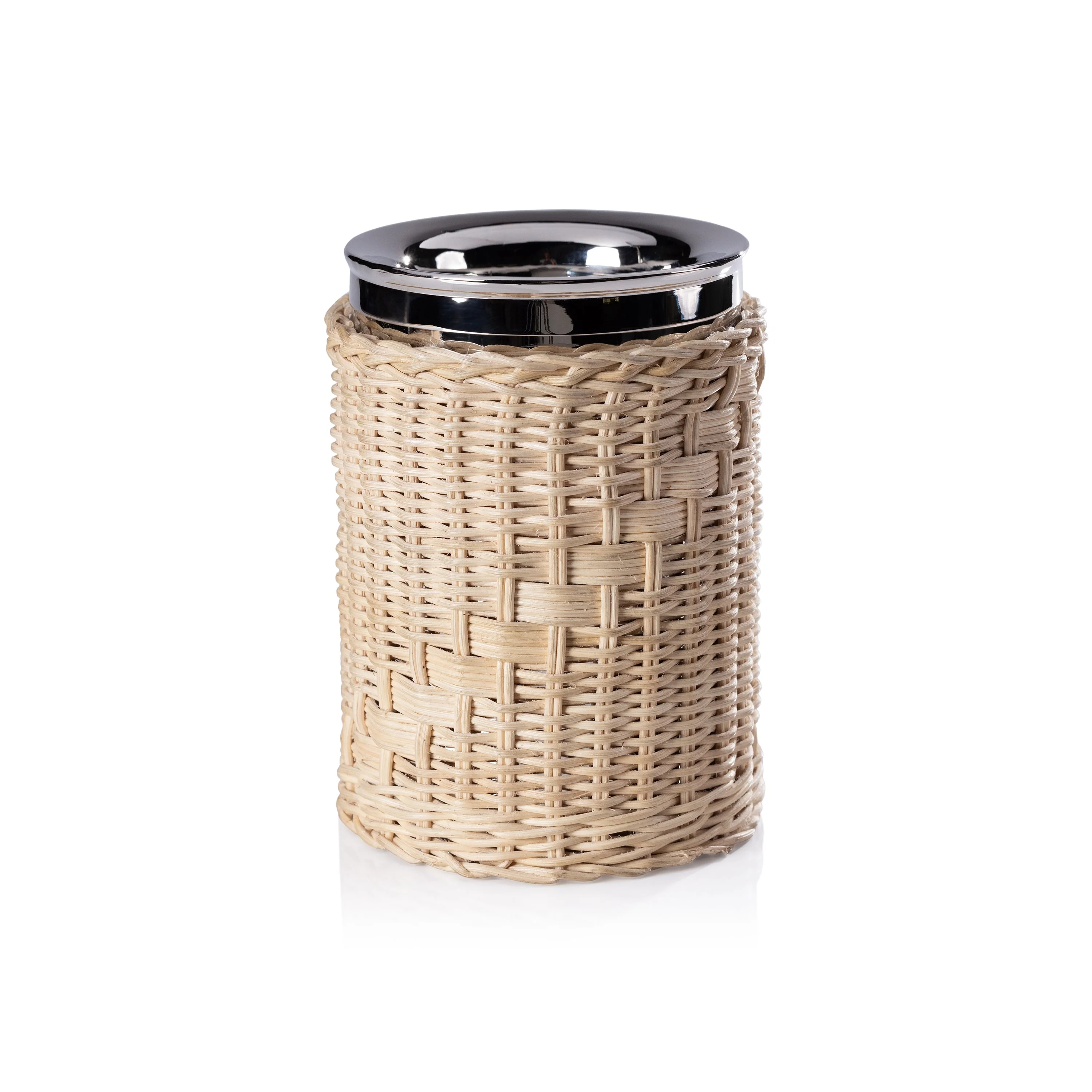 The Palmier Wine Cooler - Woven Rattan and Stainless Steel