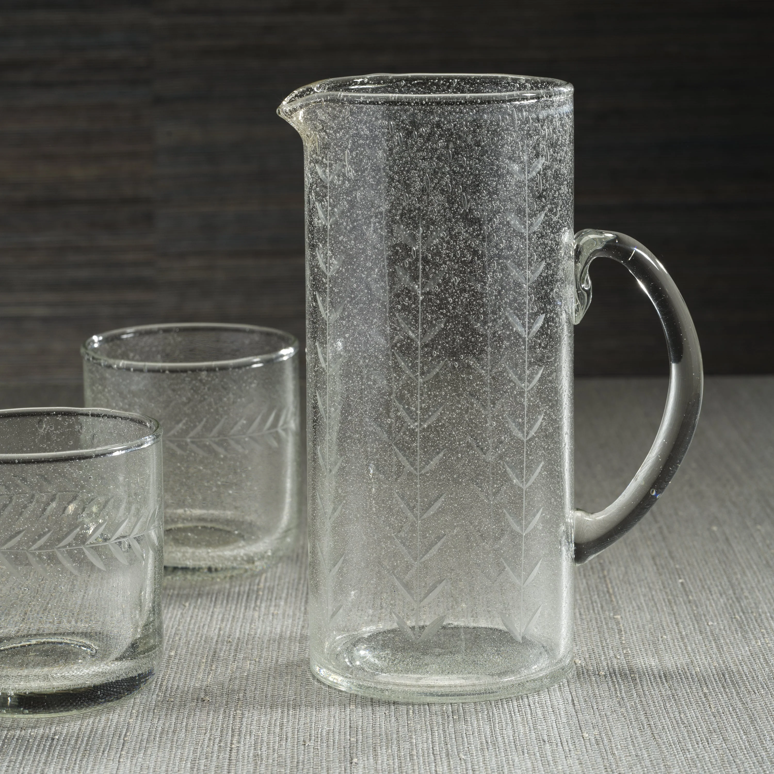 Tuscan Handmade Etched Glass - Pitcher - Image 3