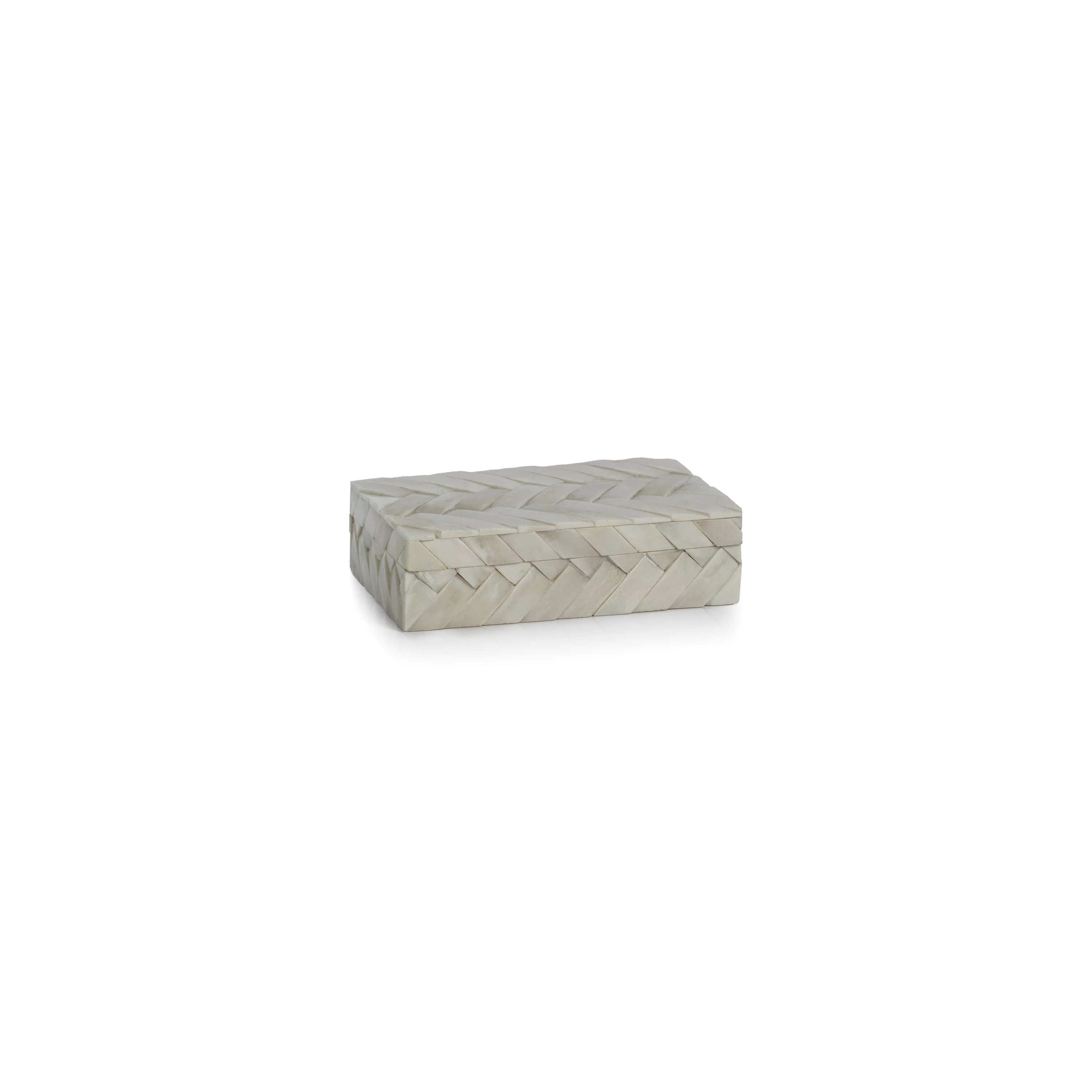White Bone Braided Box 7.25" x 4.25" x 2"