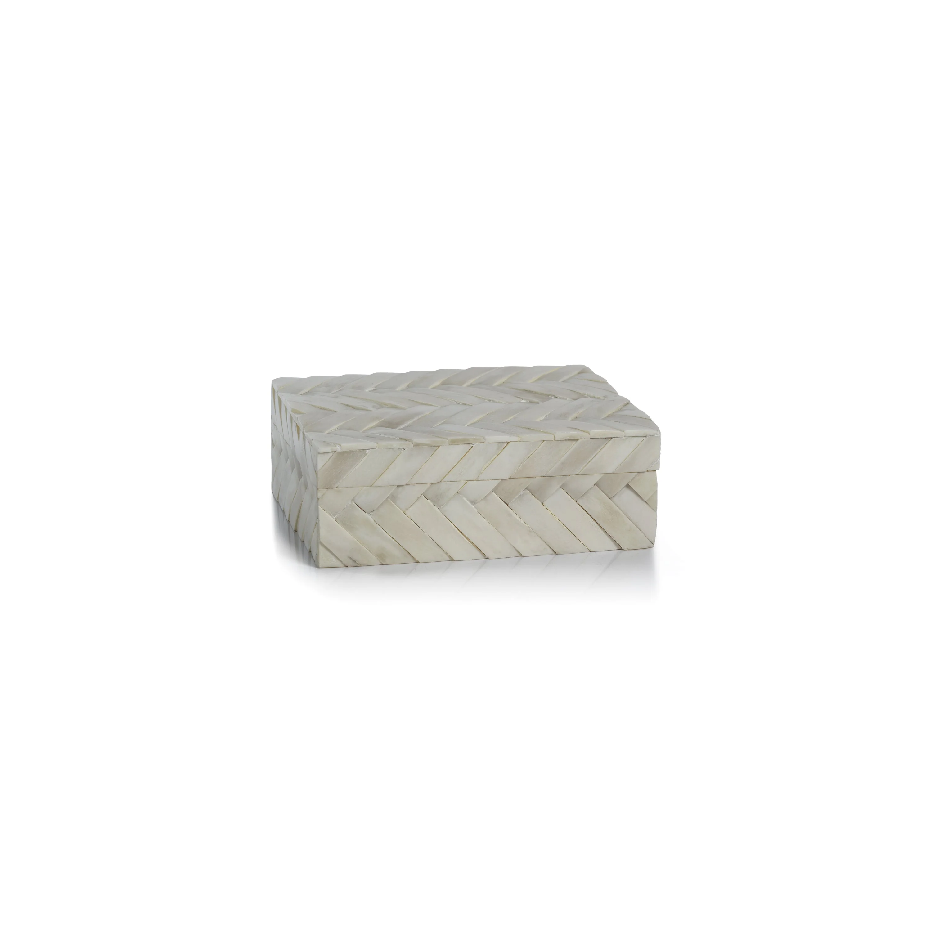 White Bone Braided Box 8.25" x 6.25" x 3"